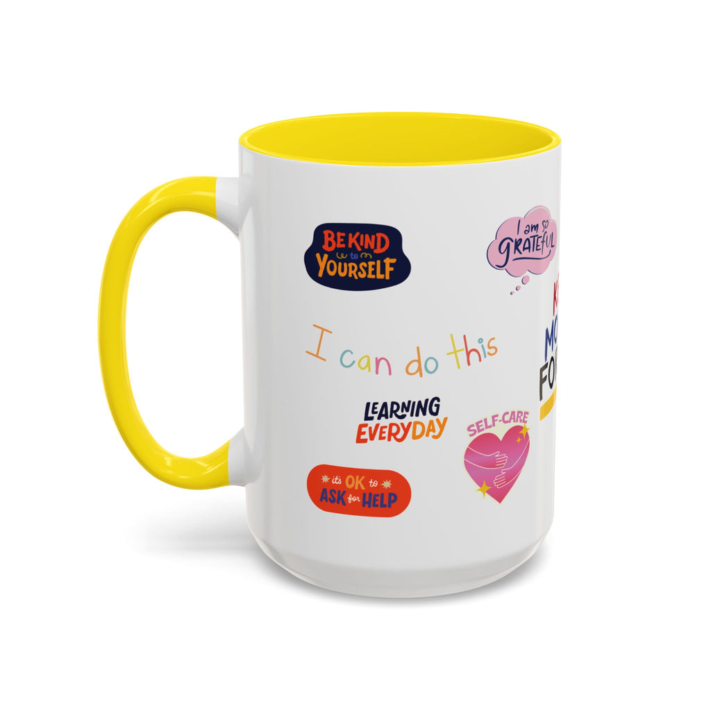 Motivational Sticker Collage Coffee Mug – Ceramic Accent