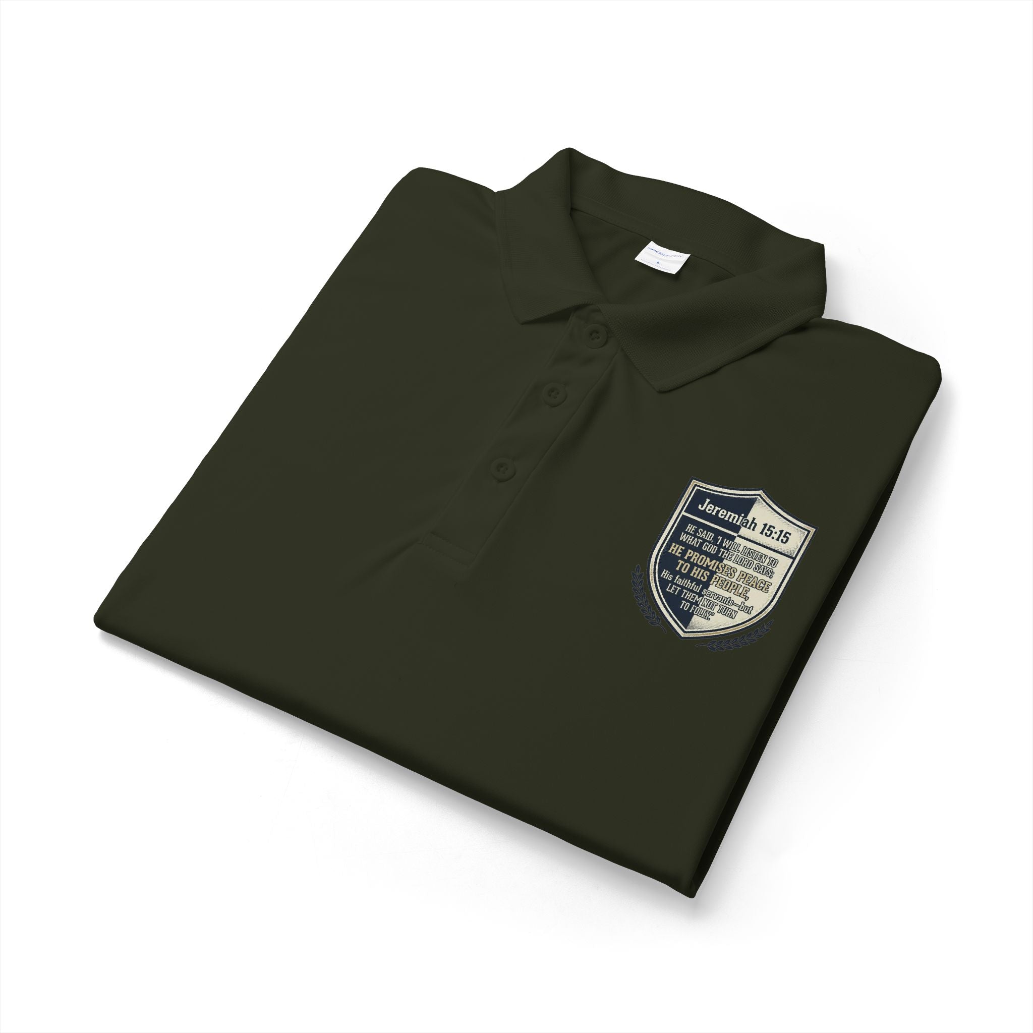 Embroidered Christian Polo Shirt – Vintage Shield Crest