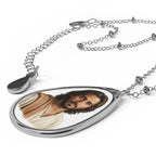 Oval Photo Keepsake Pendant Necklace With Glossy Finish