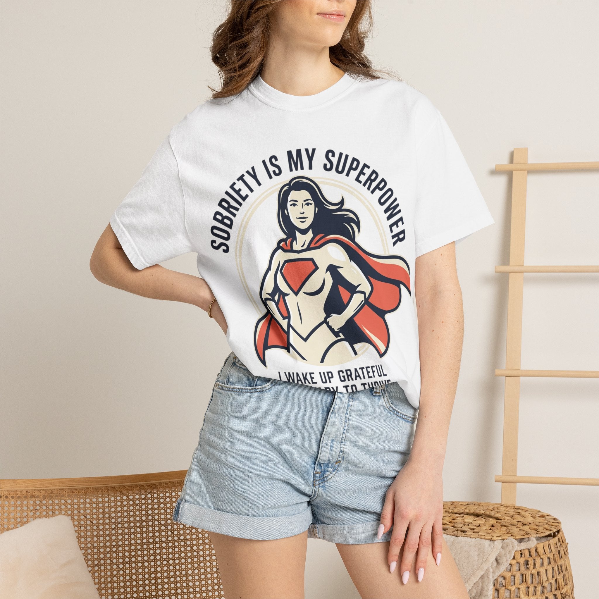 Sobriety Is My Superpower T-Shirt — Women's Recovery Hero Graphic Tee