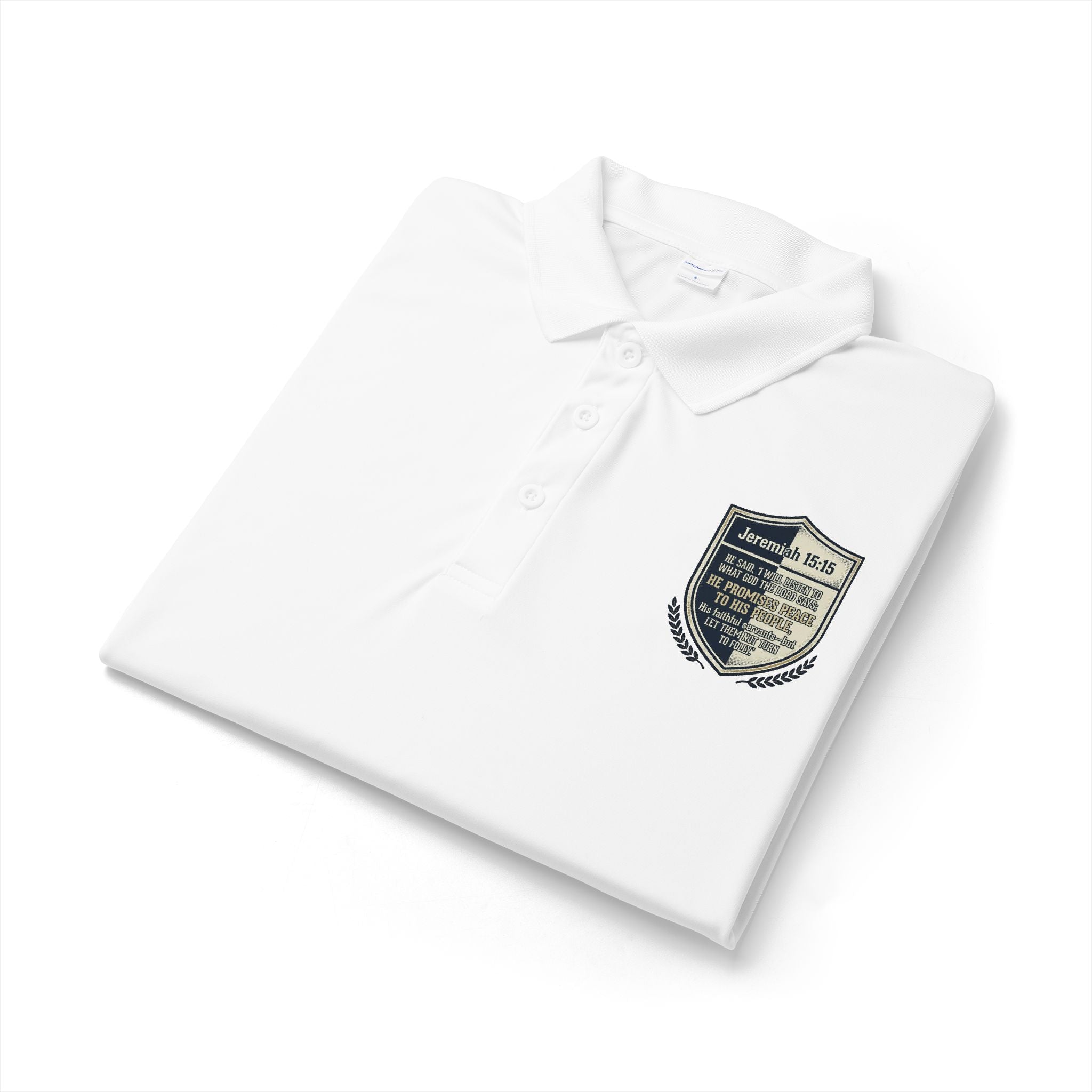 Embroidered Christian Polo Shirt – Vintage Shield Crest