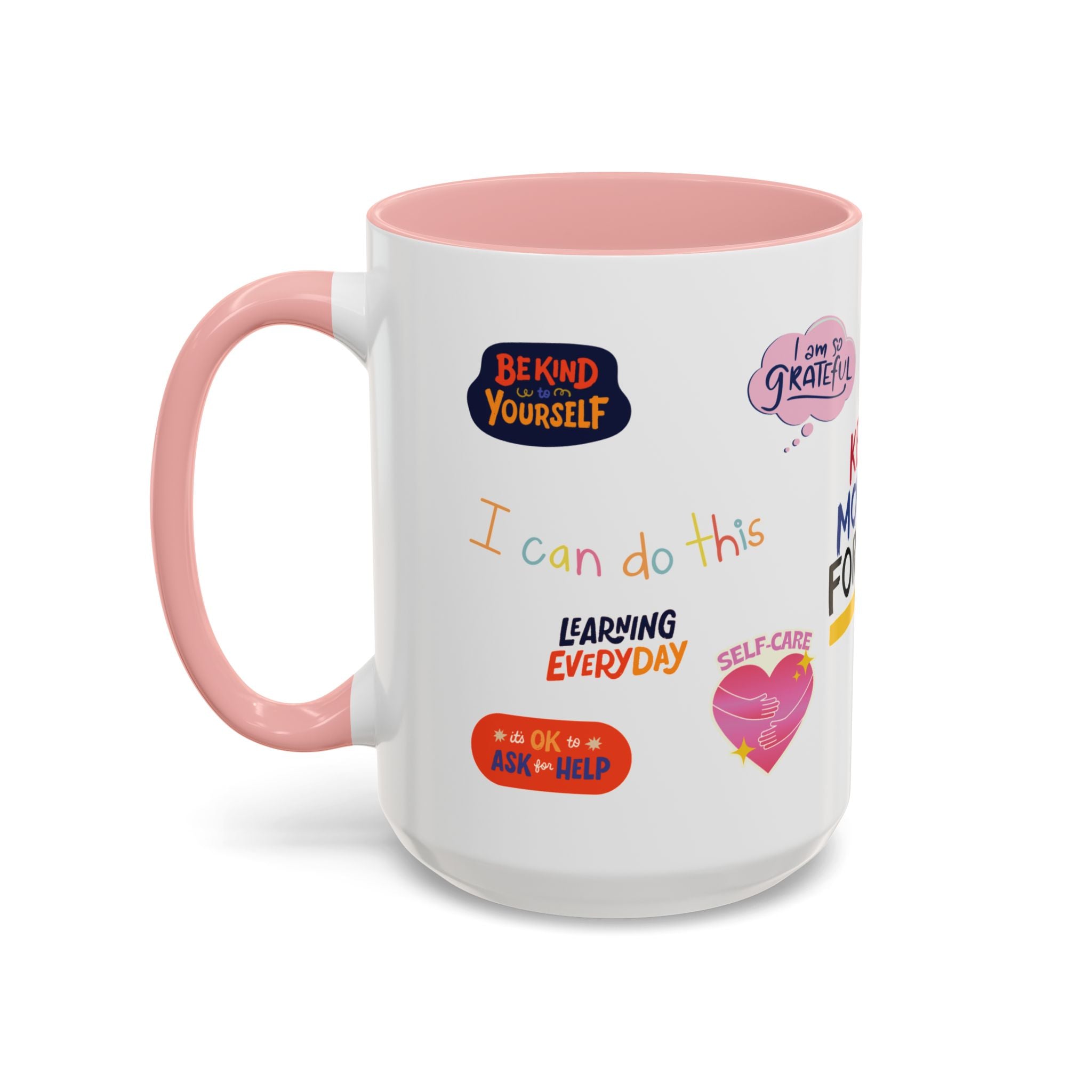 Motivational Sticker Collage Coffee Mug – Ceramic Accent
