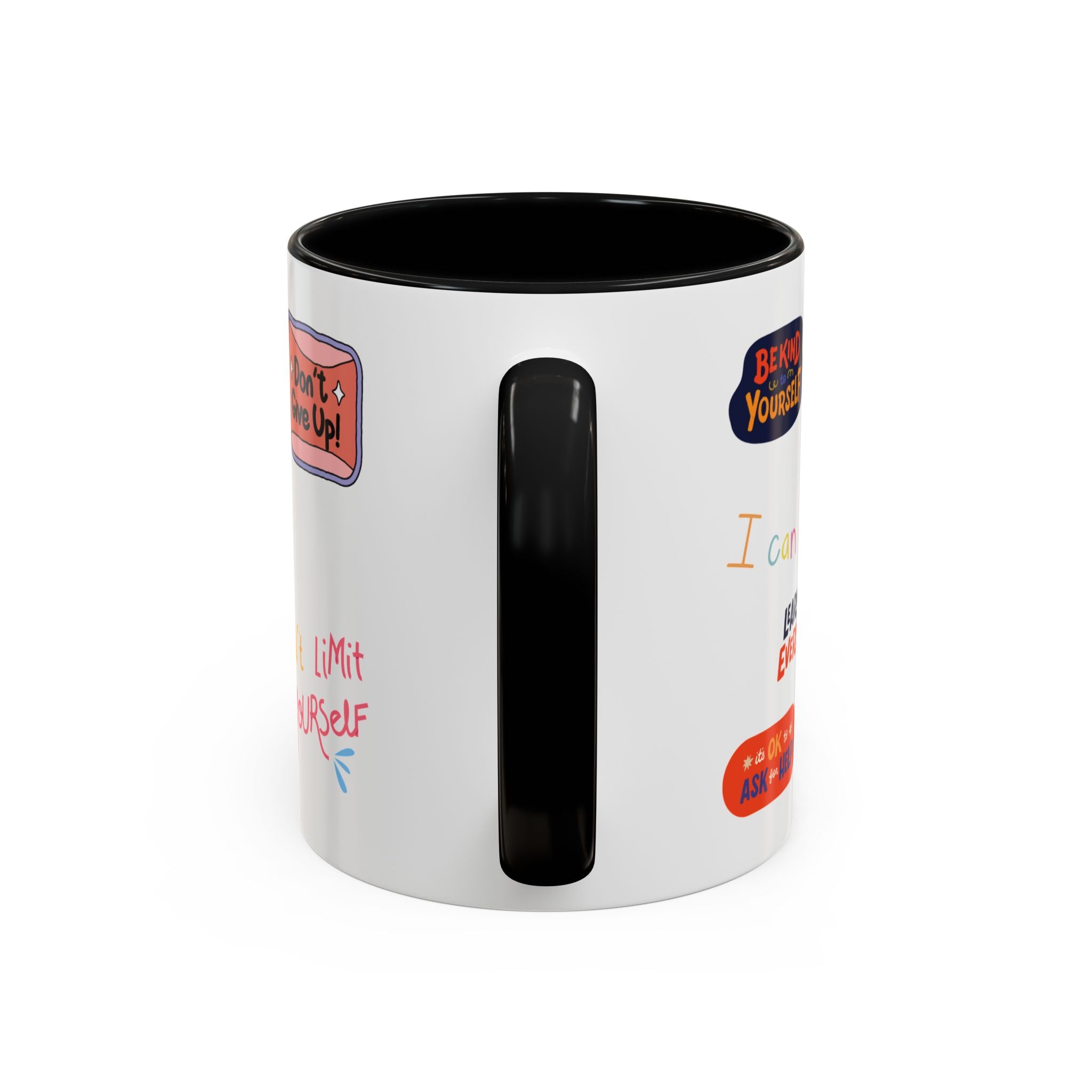 Motivational Sticker Collage Coffee Mug – Ceramic Accent
