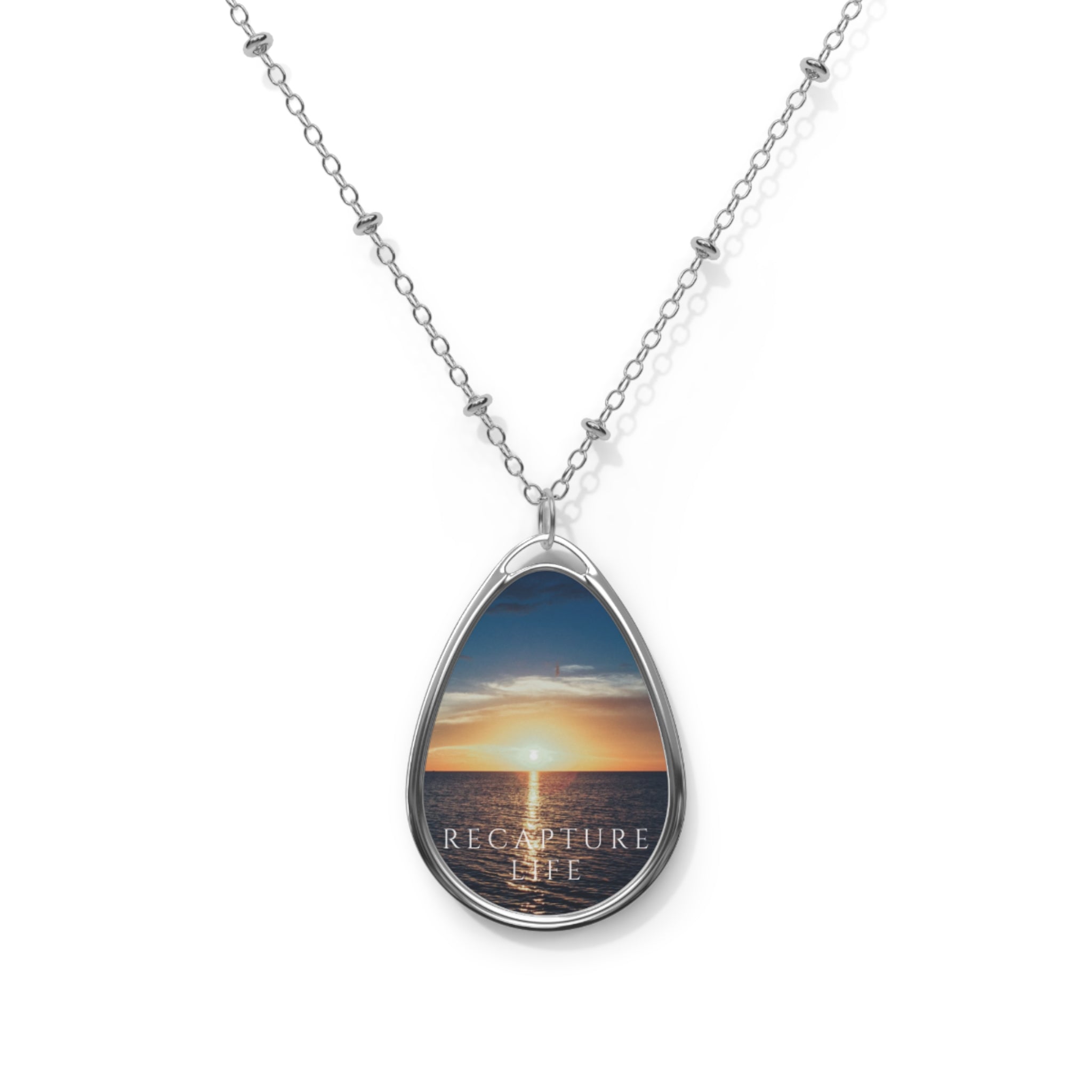 Recovery Oval Necklace "Recapture Life" Sobriety Pendant