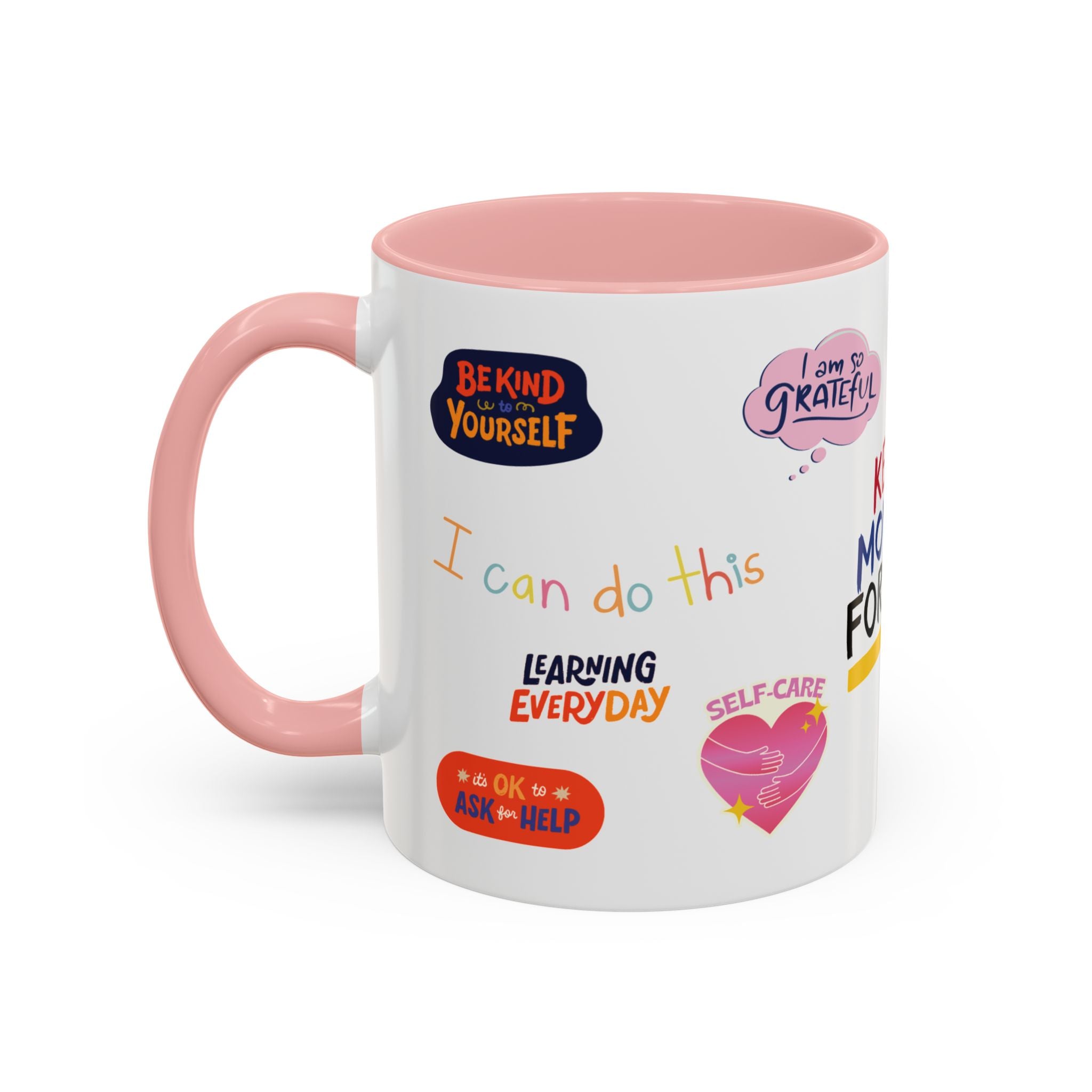 Motivational Sticker Collage Coffee Mug – Ceramic Accent