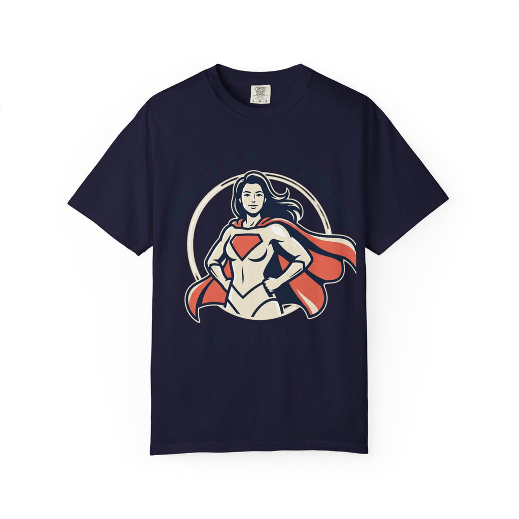 Sobriety Is My Superpower T-Shirt — Women's Recovery Hero Graphic Tee