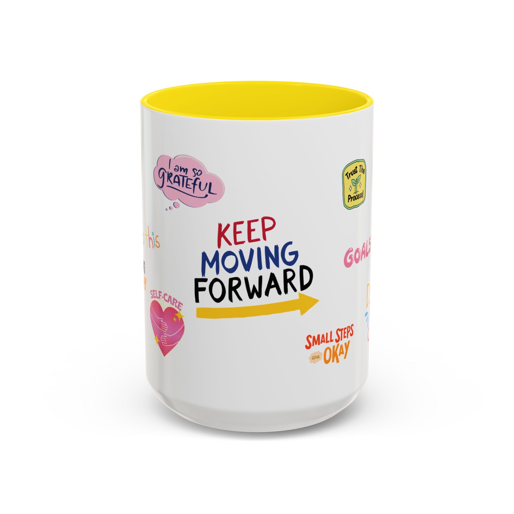 Motivational Sticker Collage Coffee Mug – Ceramic Accent