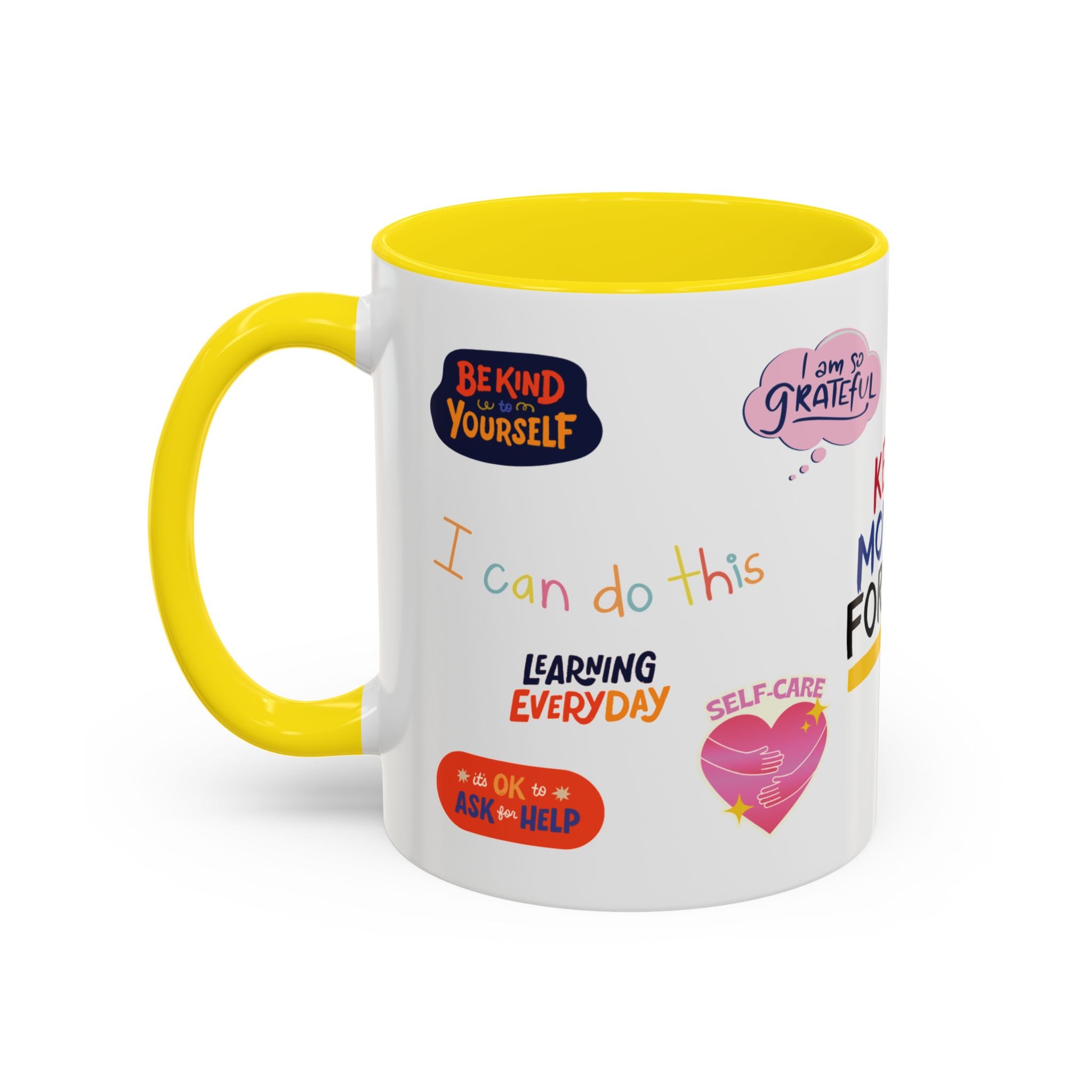 Motivational Sticker Collage Coffee Mug – Ceramic Accent