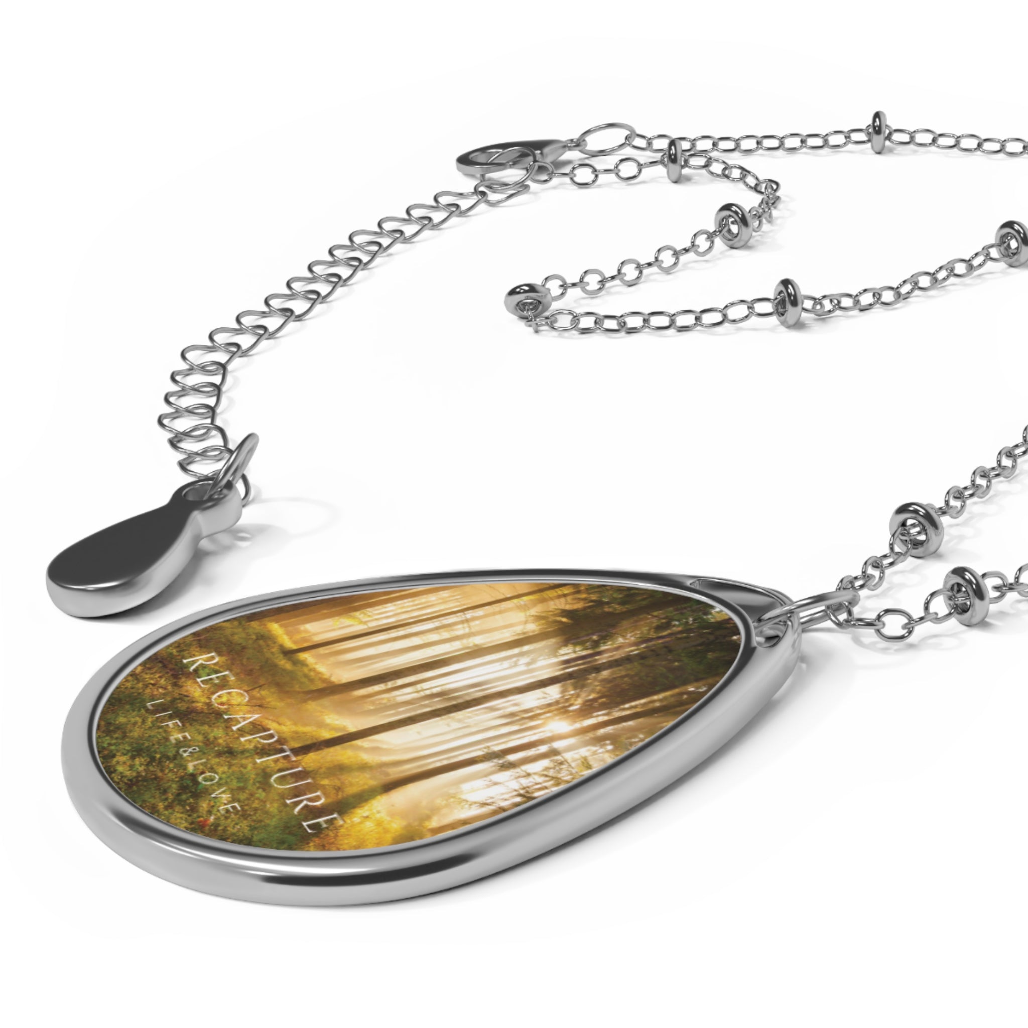 Recovery Oval Necklace — 'Recapture Life and Love' Sobriety Inspirational Pendant