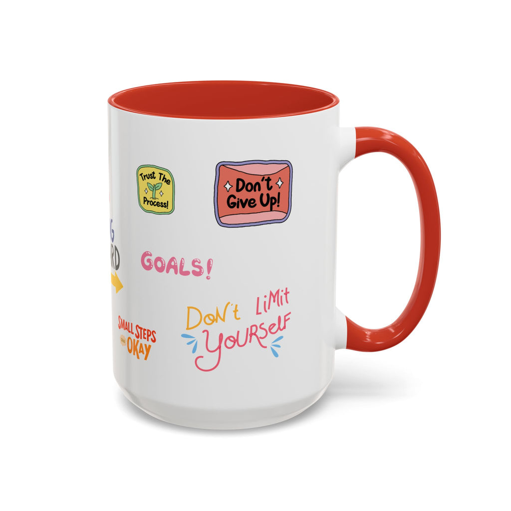 Motivational Sticker Collage Coffee Mug – Ceramic Accent