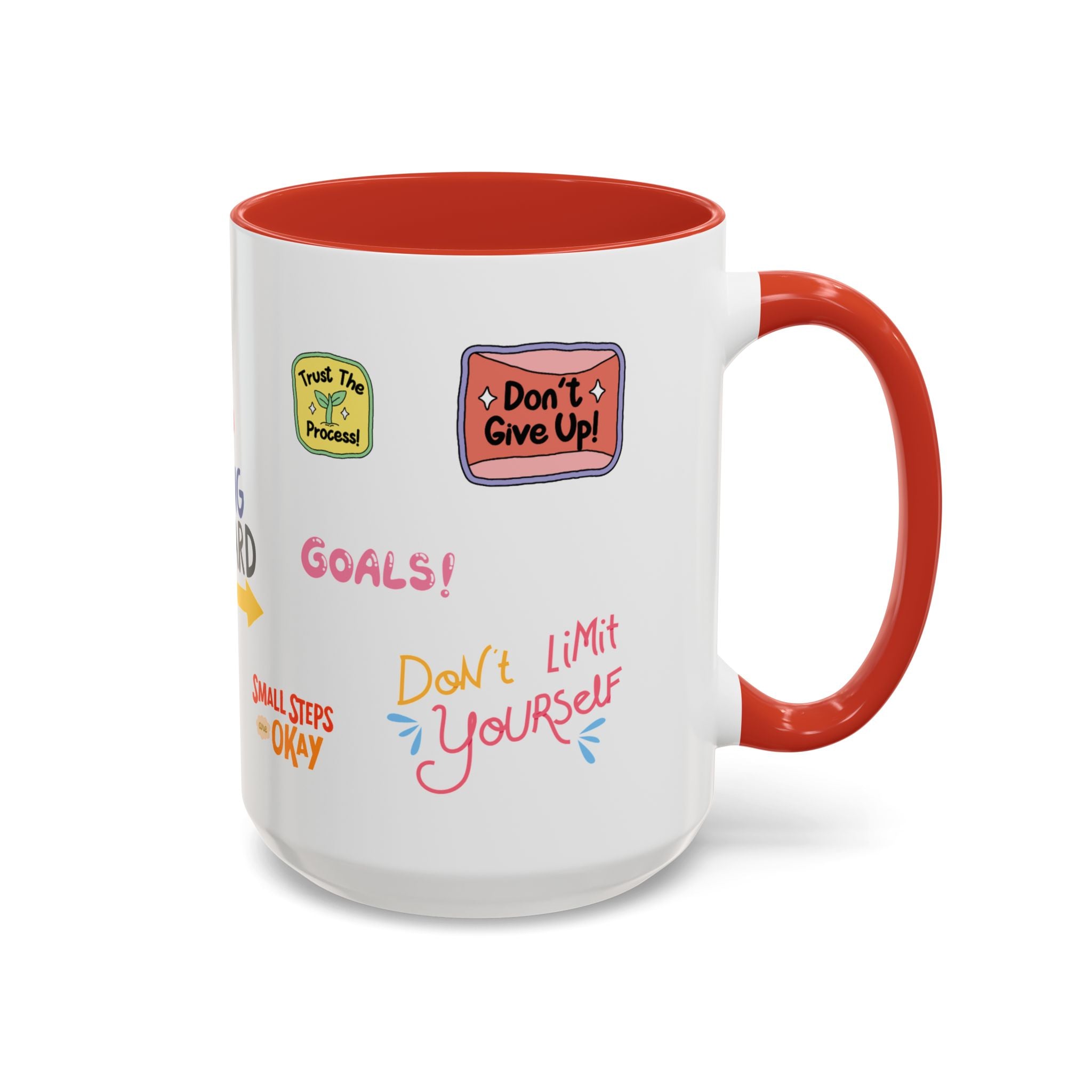 Motivational Sticker Collage Coffee Mug – Ceramic Accent