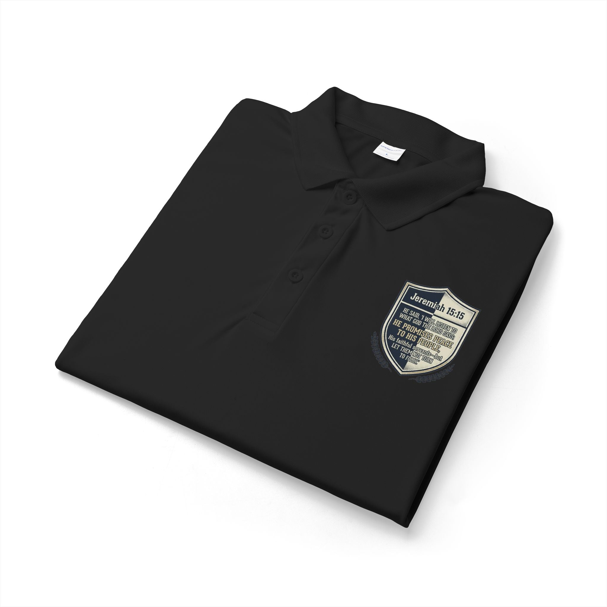Embroidered Christian Polo Shirt – Vintage Shield Crest