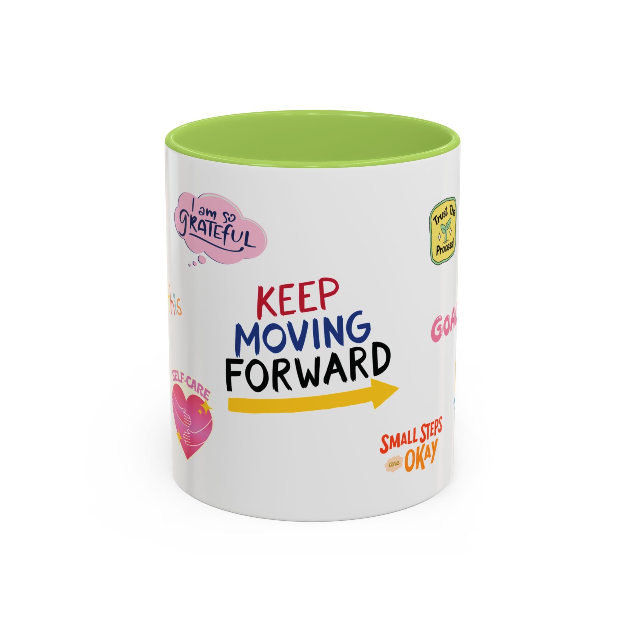 Motivational Sticker Collage Coffee Mug – Ceramic Accent