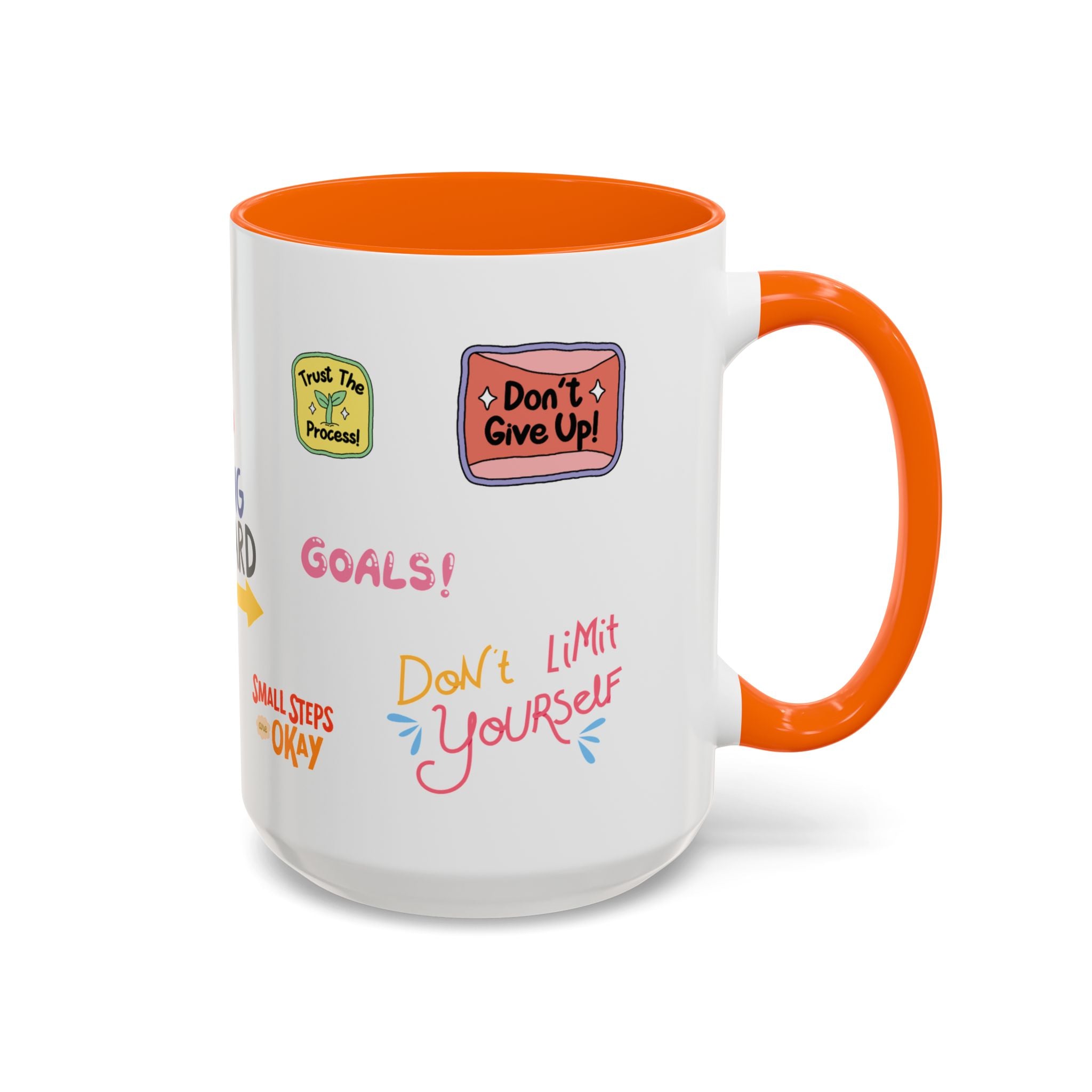 Motivational Sticker Collage Coffee Mug – Ceramic Accent