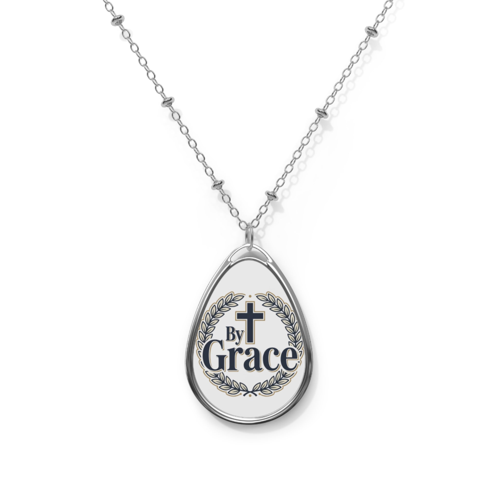 By Grace Oval Pendant Necklace – Christian Inspiration