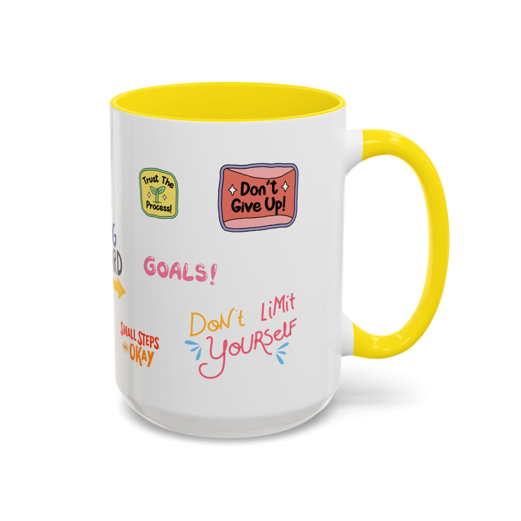 Motivational Sticker Collage Coffee Mug – Ceramic Accent