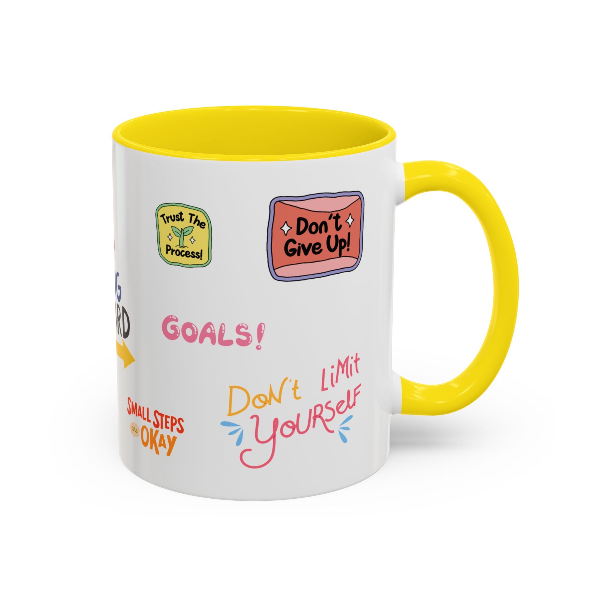 Motivational Sticker Collage Coffee Mug – Ceramic Accent