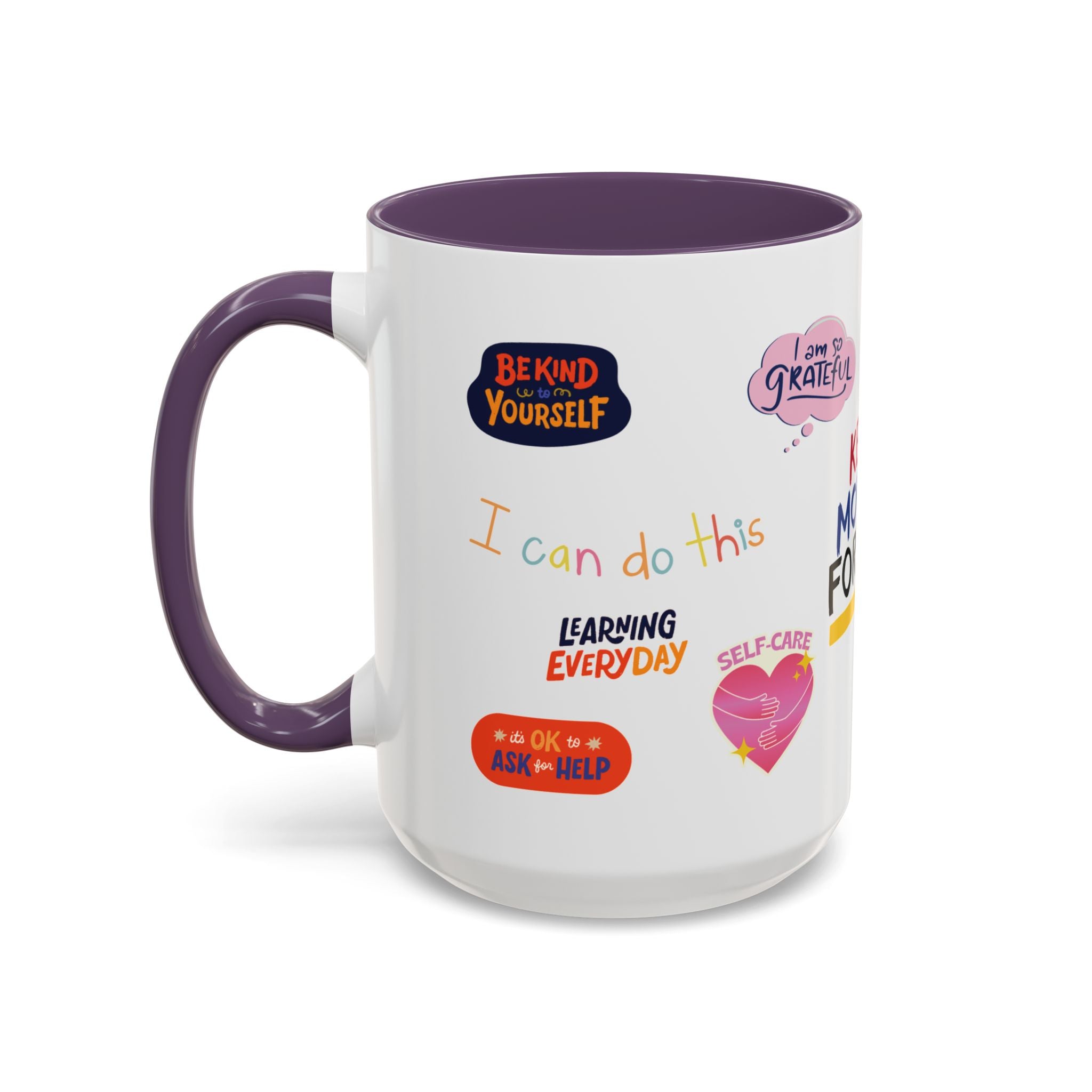 Motivational Sticker Collage Coffee Mug – Ceramic Accent