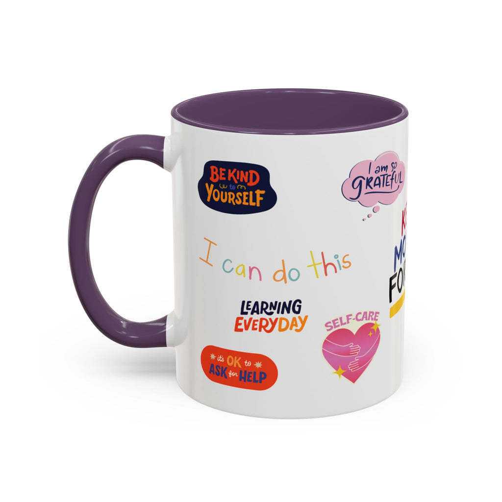 Motivational Sticker Collage Coffee Mug – Ceramic Accent