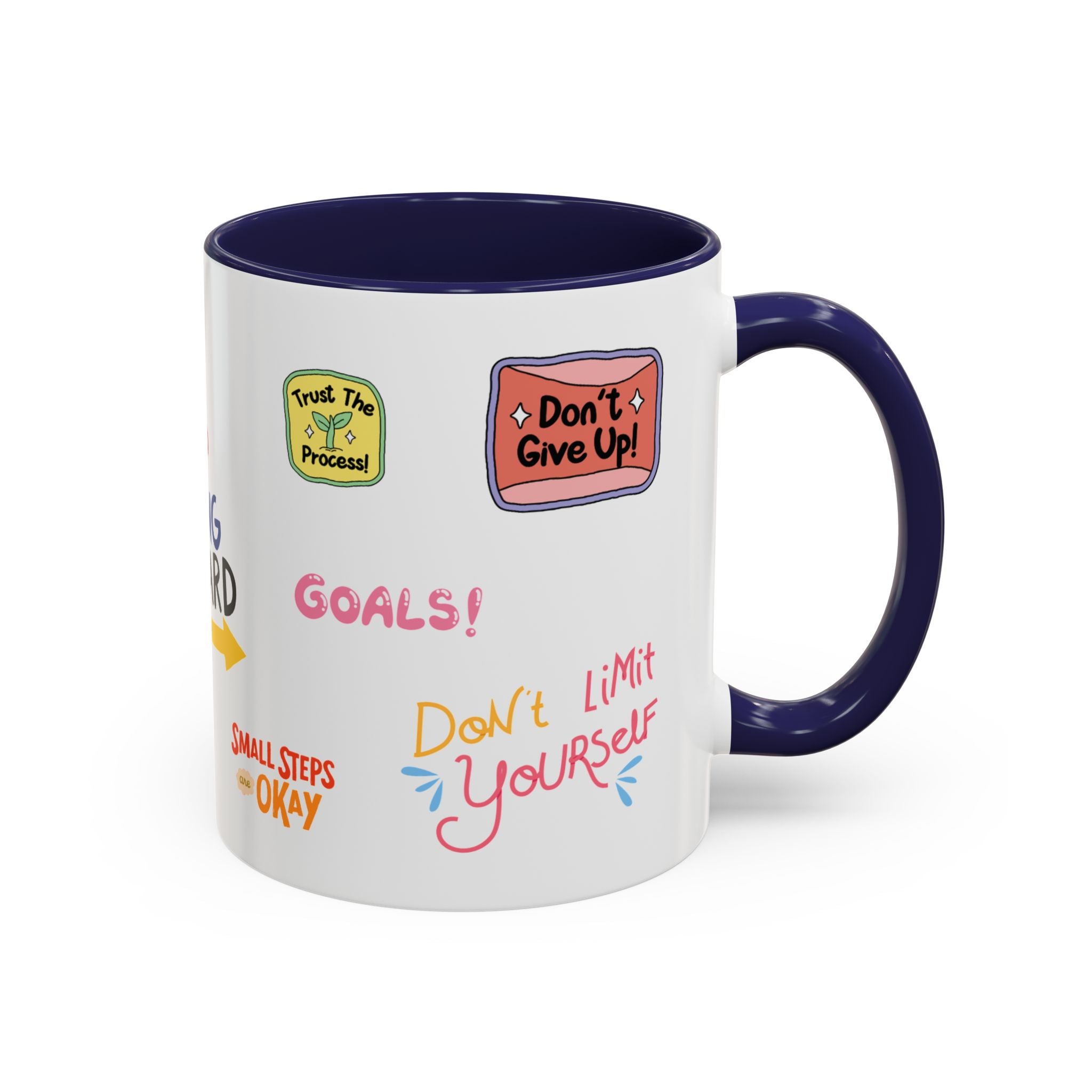 Motivational Sticker Collage Coffee Mug – Ceramic Accent