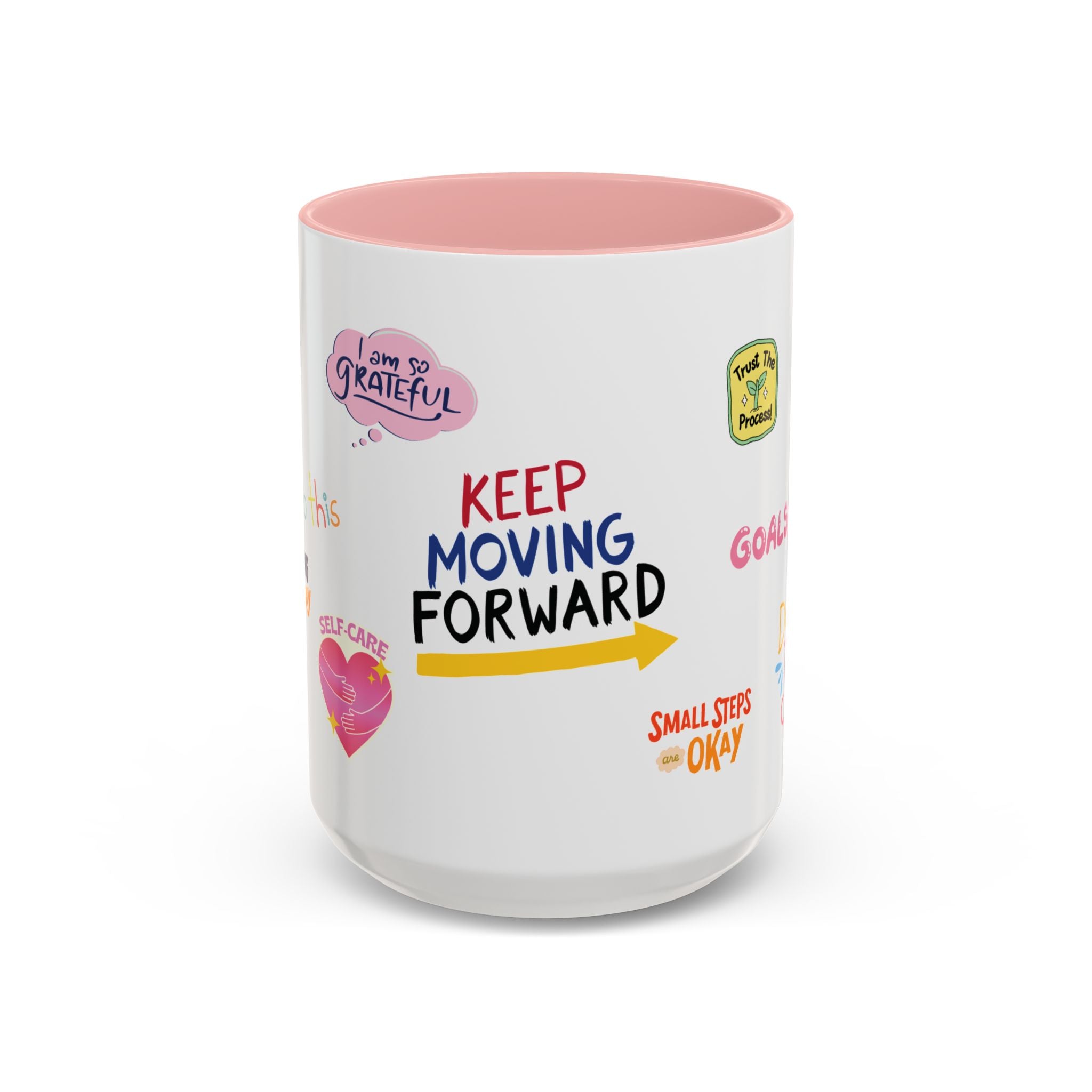 Motivational Sticker Collage Coffee Mug – Ceramic Accent