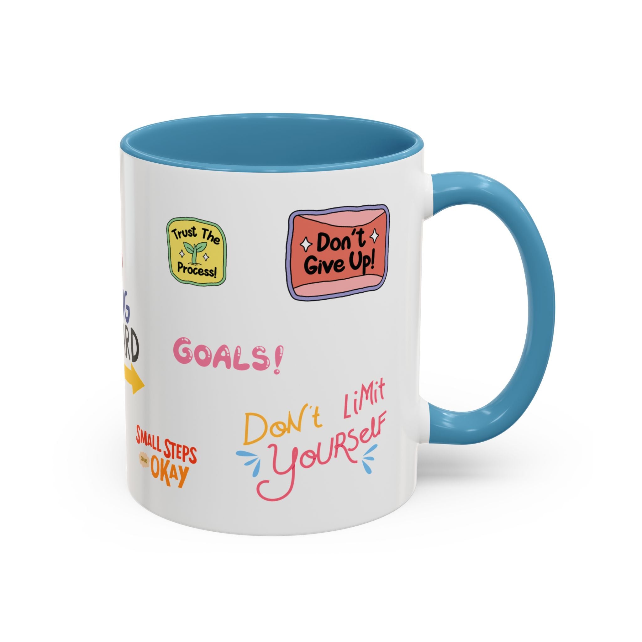 Motivational Sticker Collage Coffee Mug – Ceramic Accent
