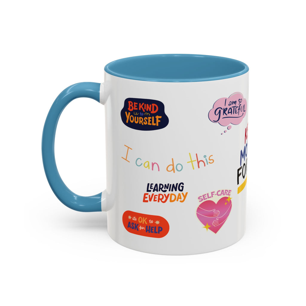 Motivational Sticker Collage Coffee Mug – Ceramic Accent
