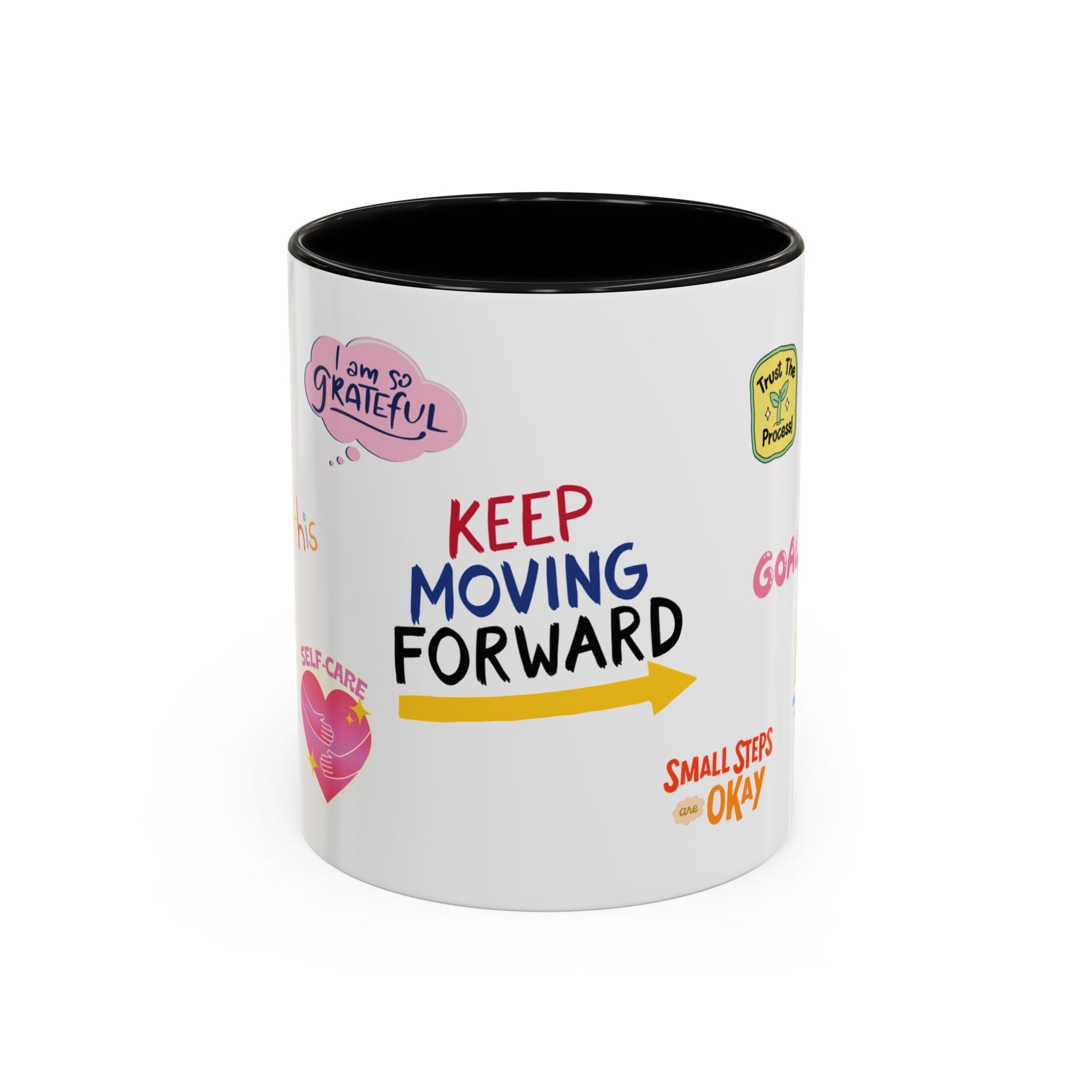 Motivational Sticker Collage Coffee Mug – Ceramic Accent