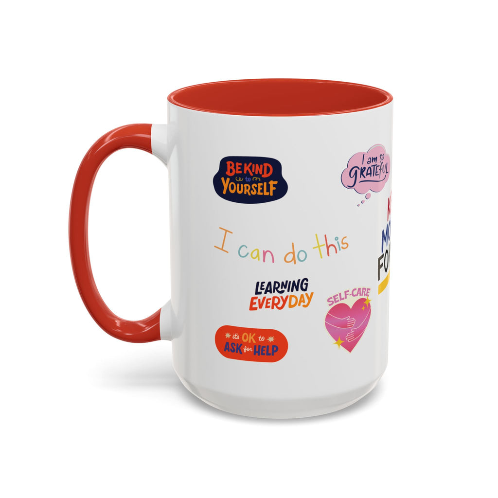 Motivational Sticker Collage Coffee Mug – Ceramic Accent