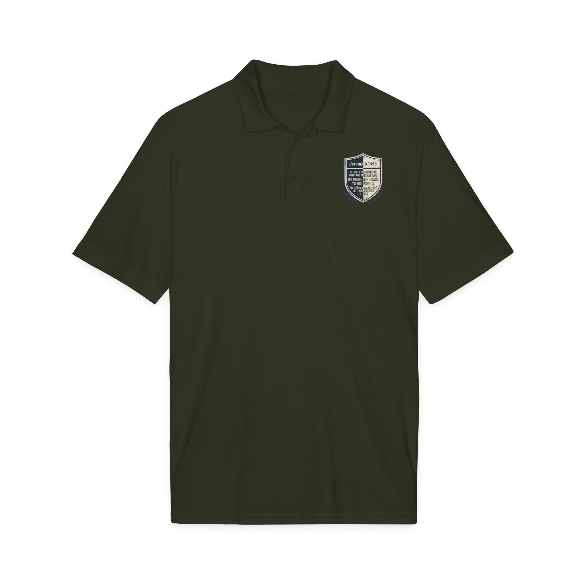 Embroidered Christian Polo Shirt – Vintage Shield Crest
