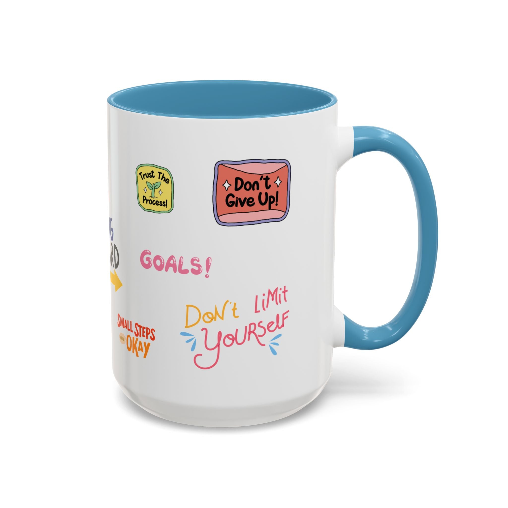 Motivational Sticker Collage Coffee Mug – Ceramic Accent