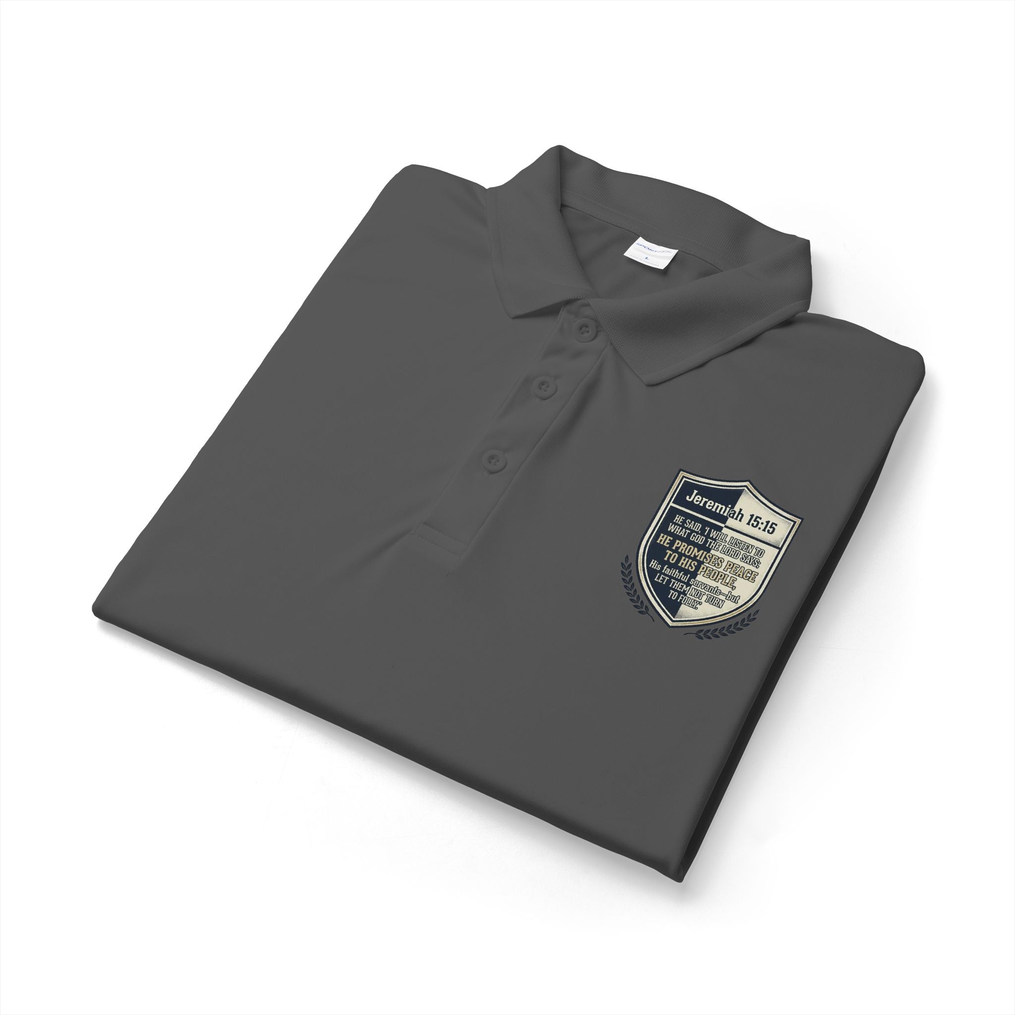 Embroidered Christian Polo Shirt – Vintage Shield Crest