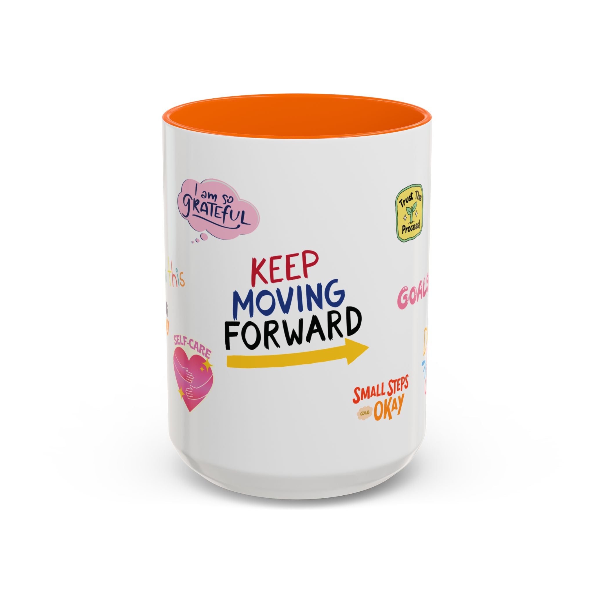Motivational Sticker Collage Coffee Mug – Ceramic Accent