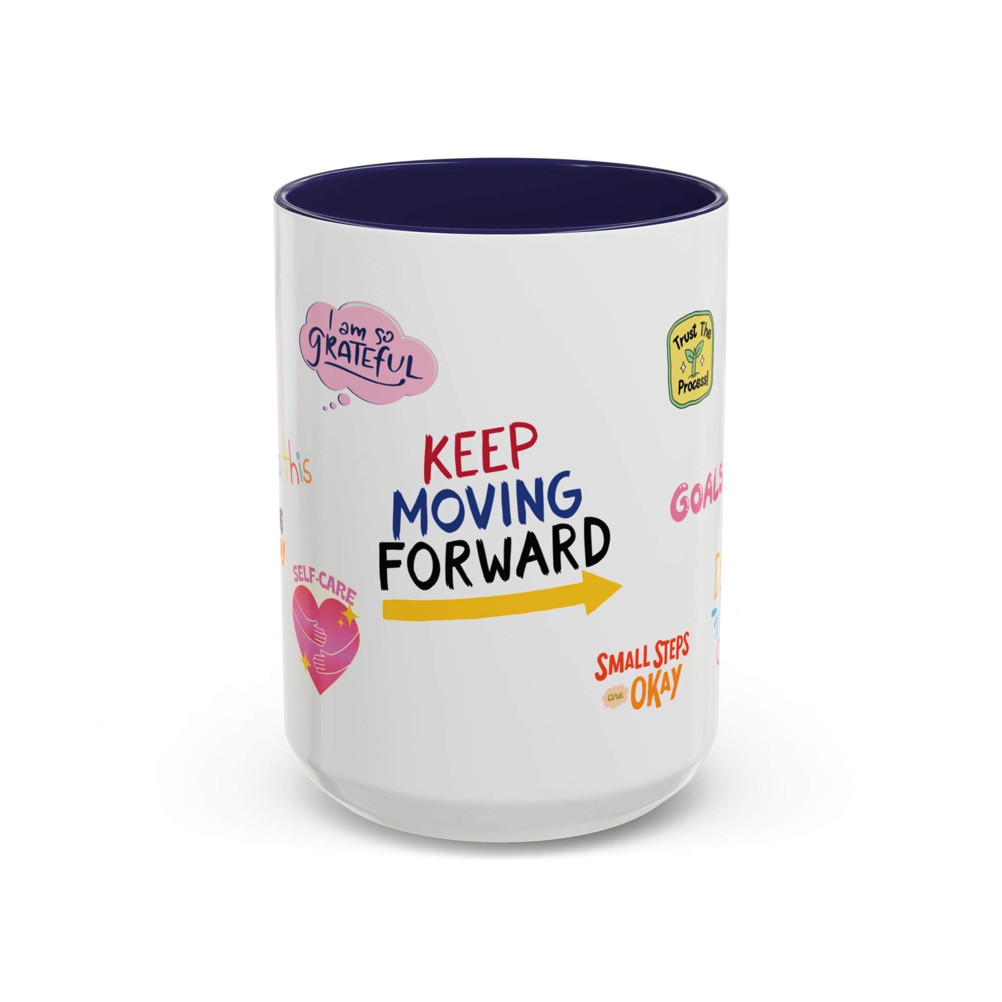 Motivational Sticker Collage Coffee Mug – Ceramic Accent