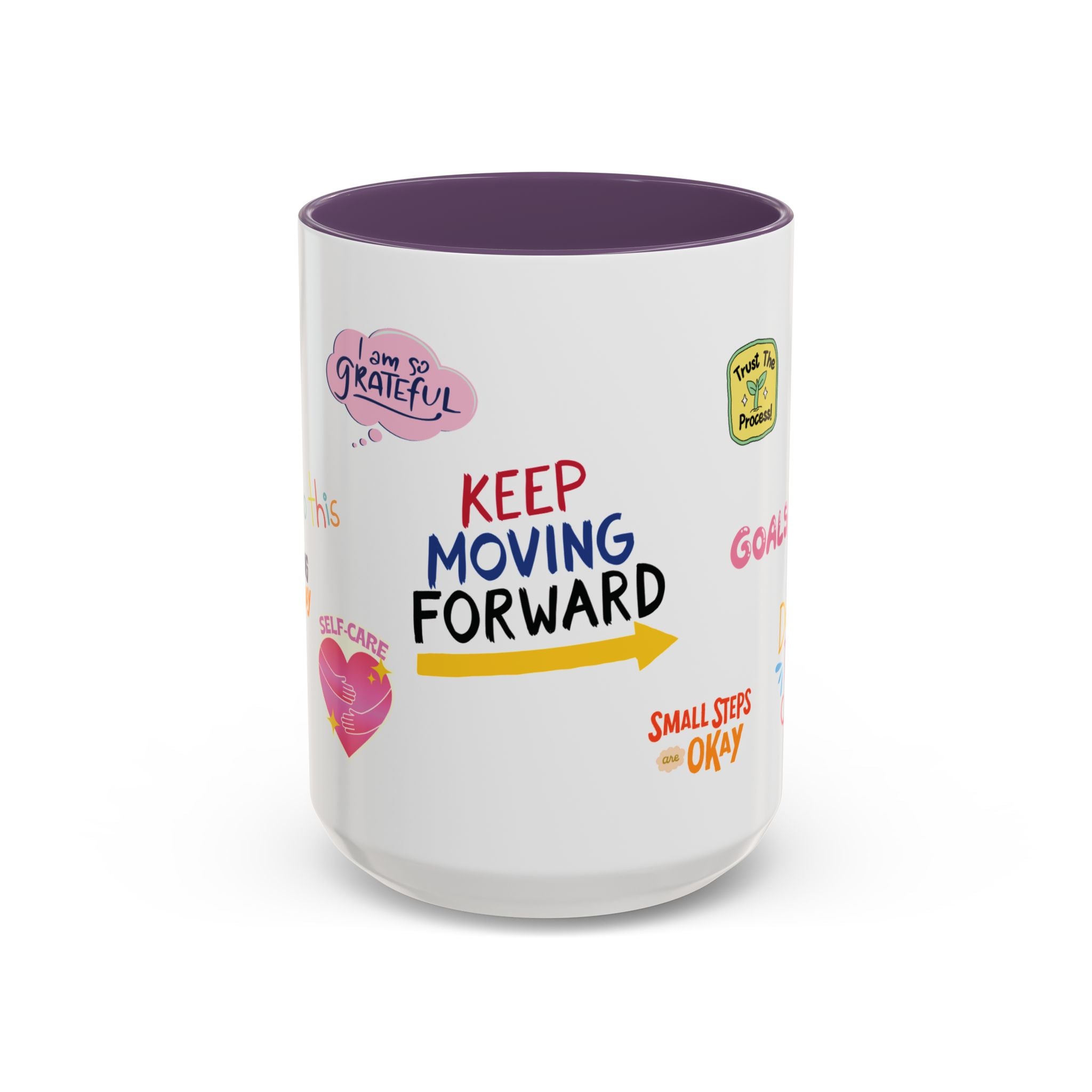 Motivational Sticker Collage Coffee Mug – Ceramic Accent