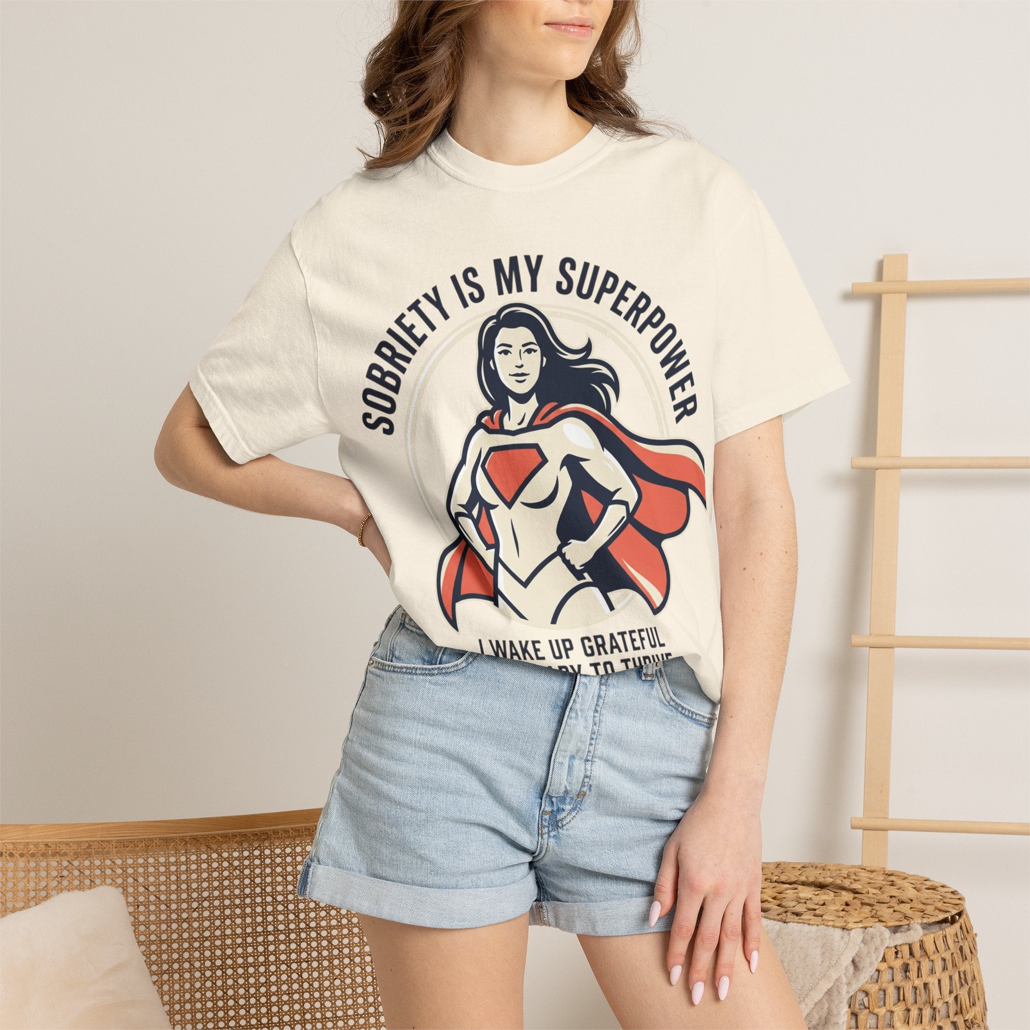 Sobriety Is My Superpower T-Shirt — Women's Recovery Hero Graphic Tee