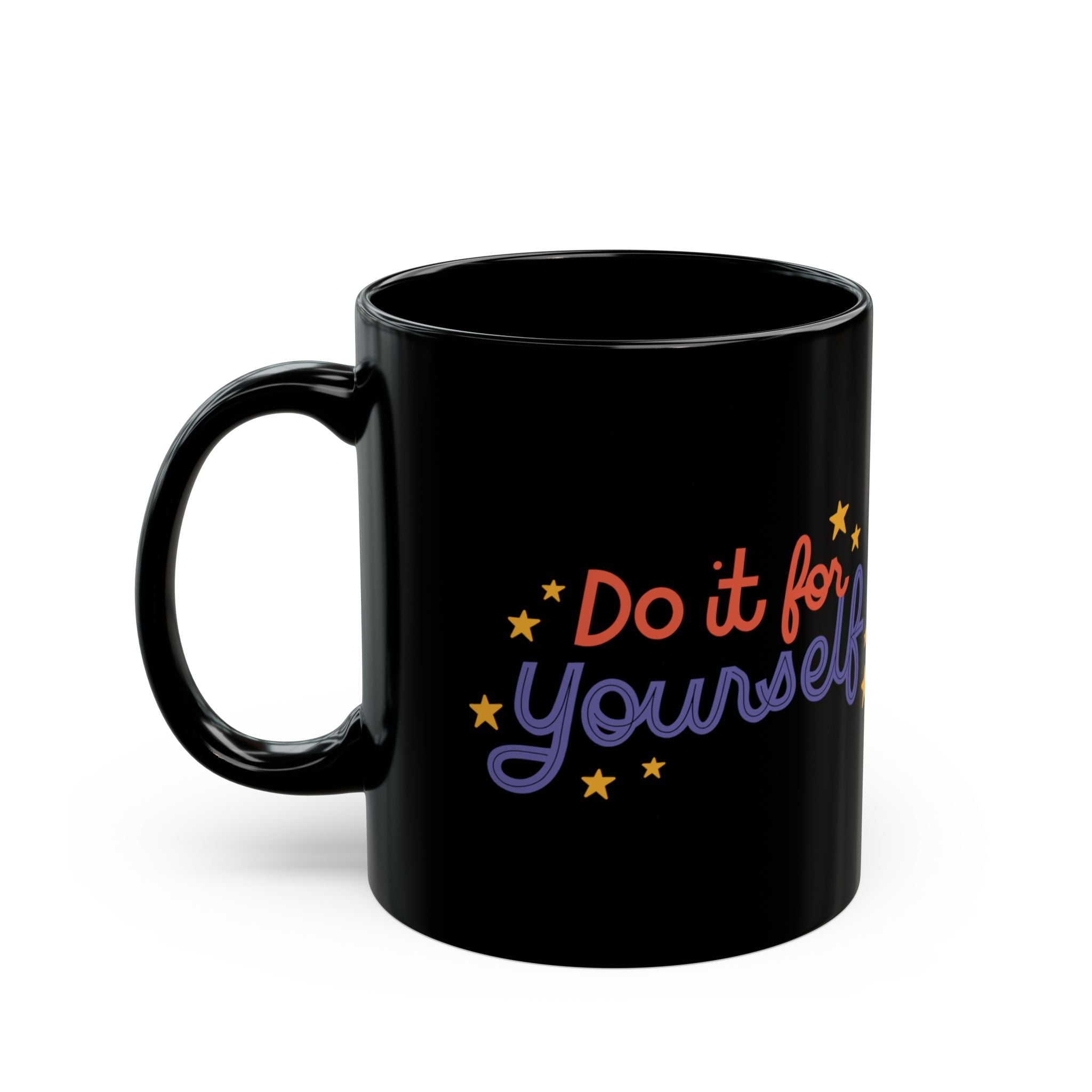 Motivational Black Ceramic Coffee Mug With Retro Script