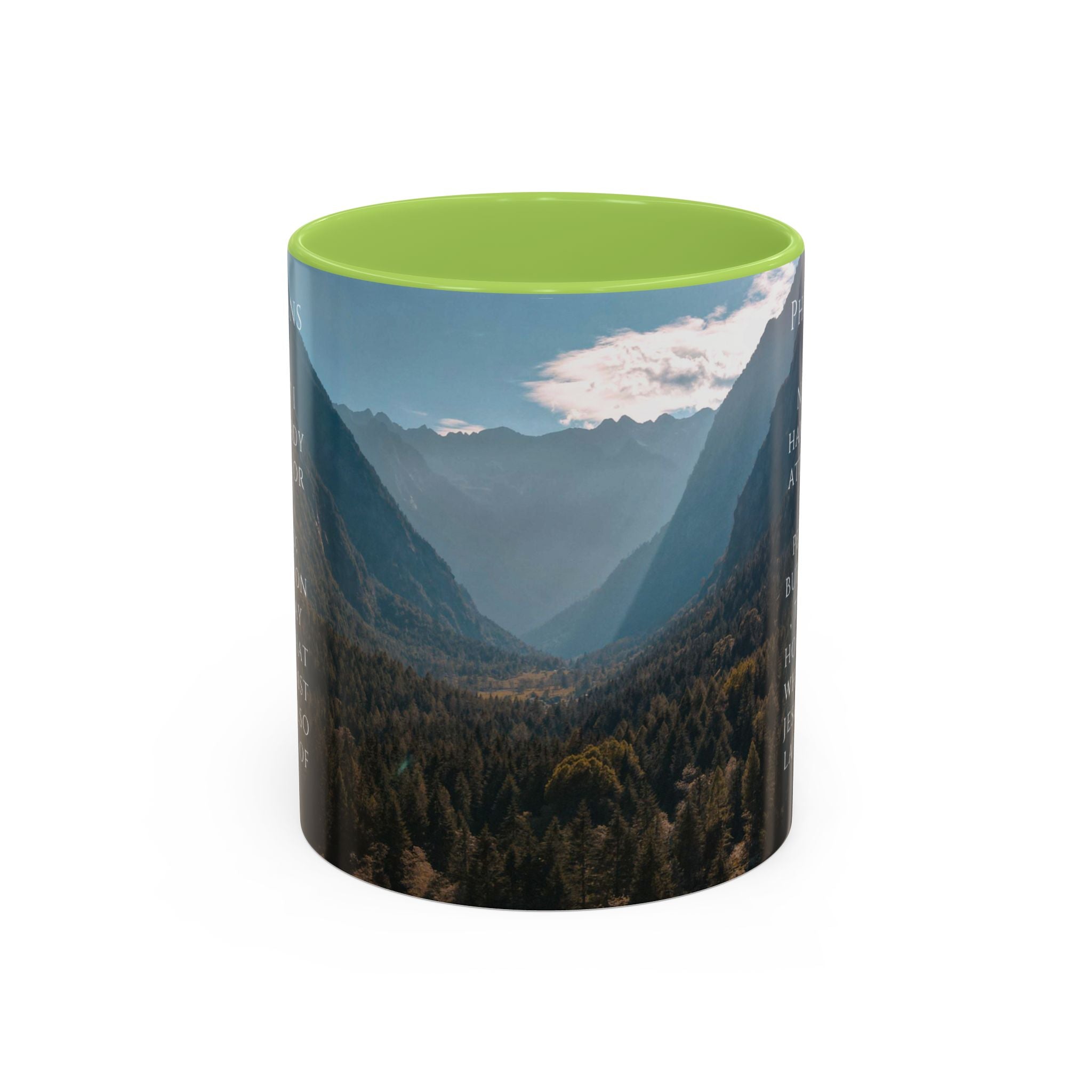 Philippians Bible Verse Mountain Mug – Ceramic Accent Cup
