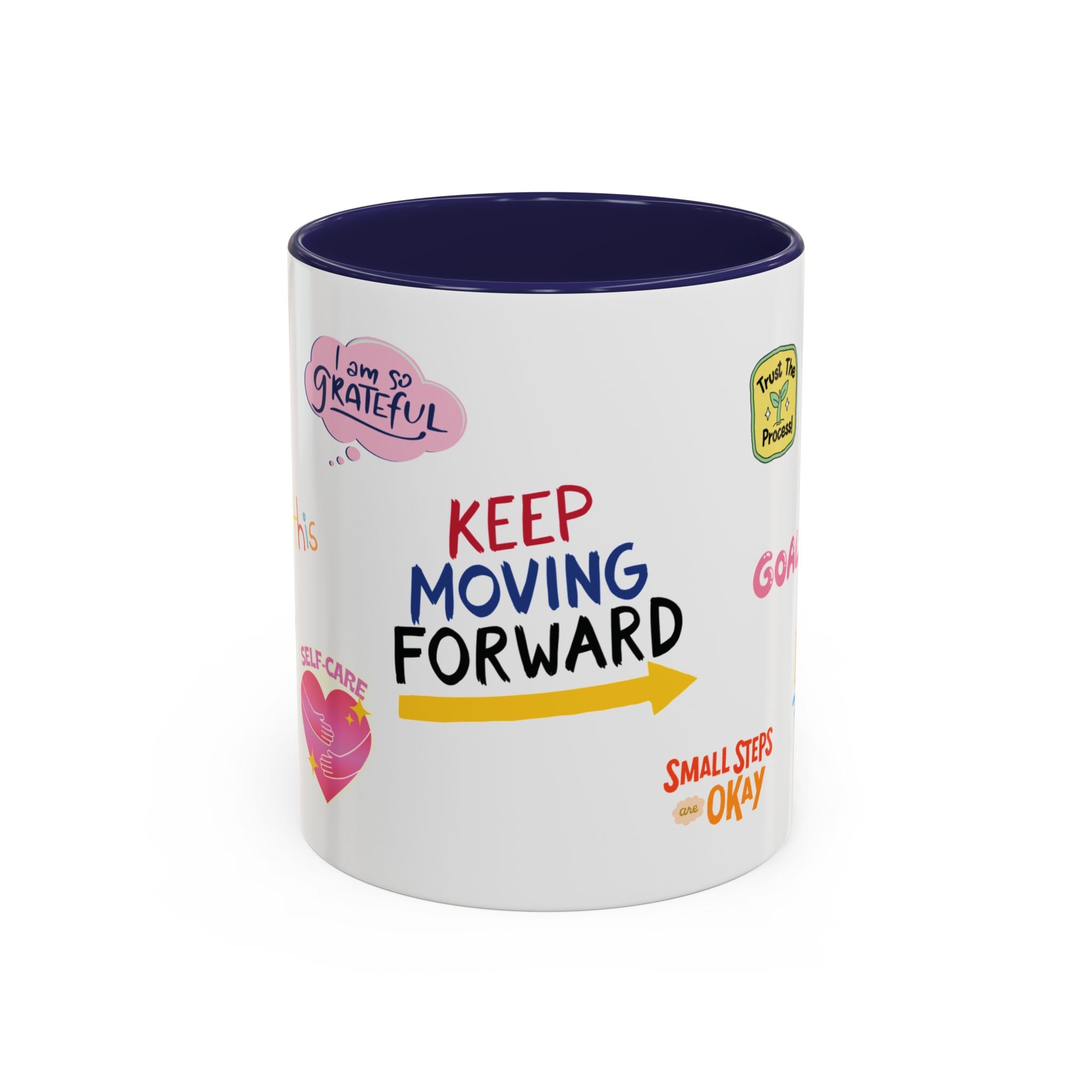 Motivational Sticker Collage Coffee Mug – Ceramic Accent