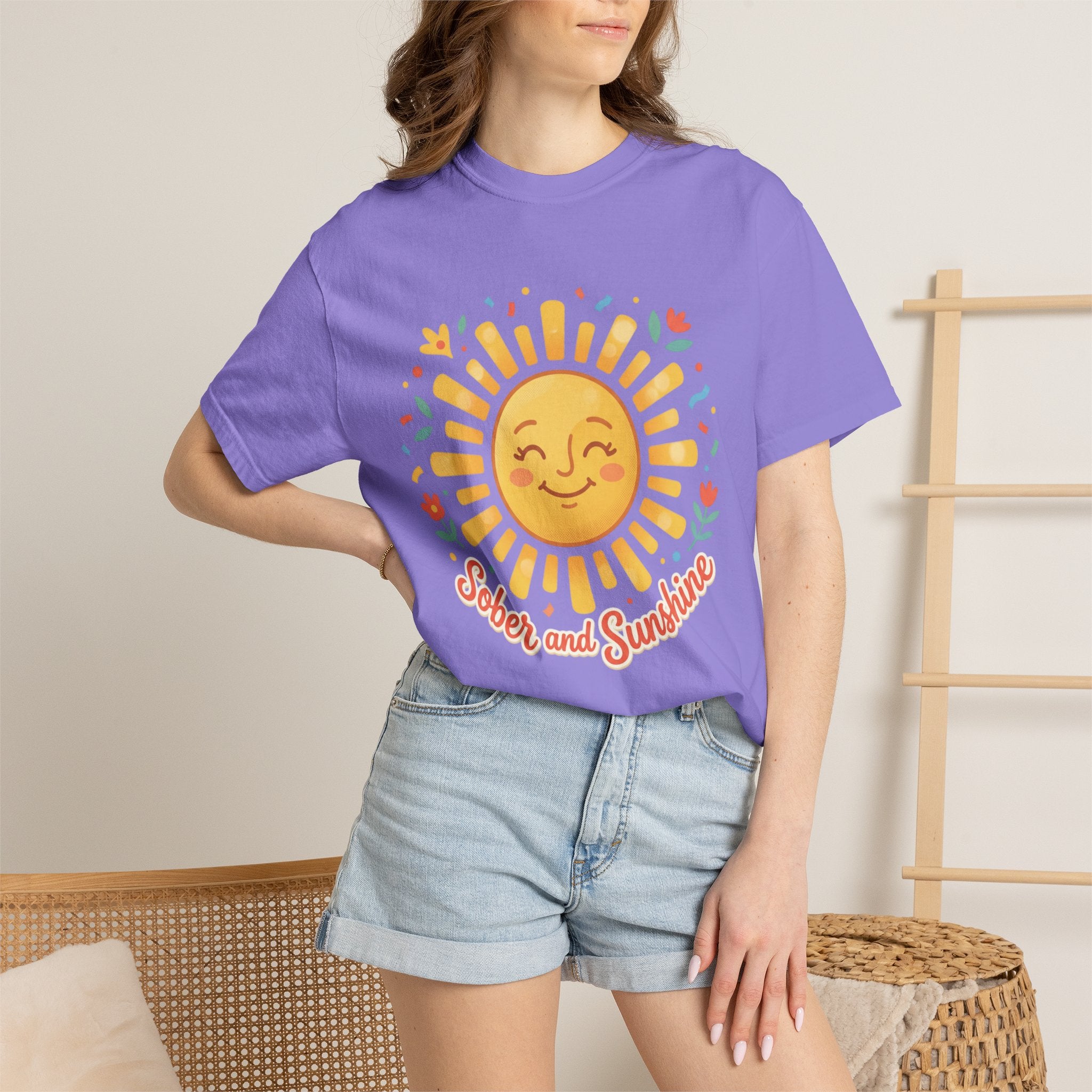 Sober & Grateful Heavyweight T-Shirt – Sunrise Graphic