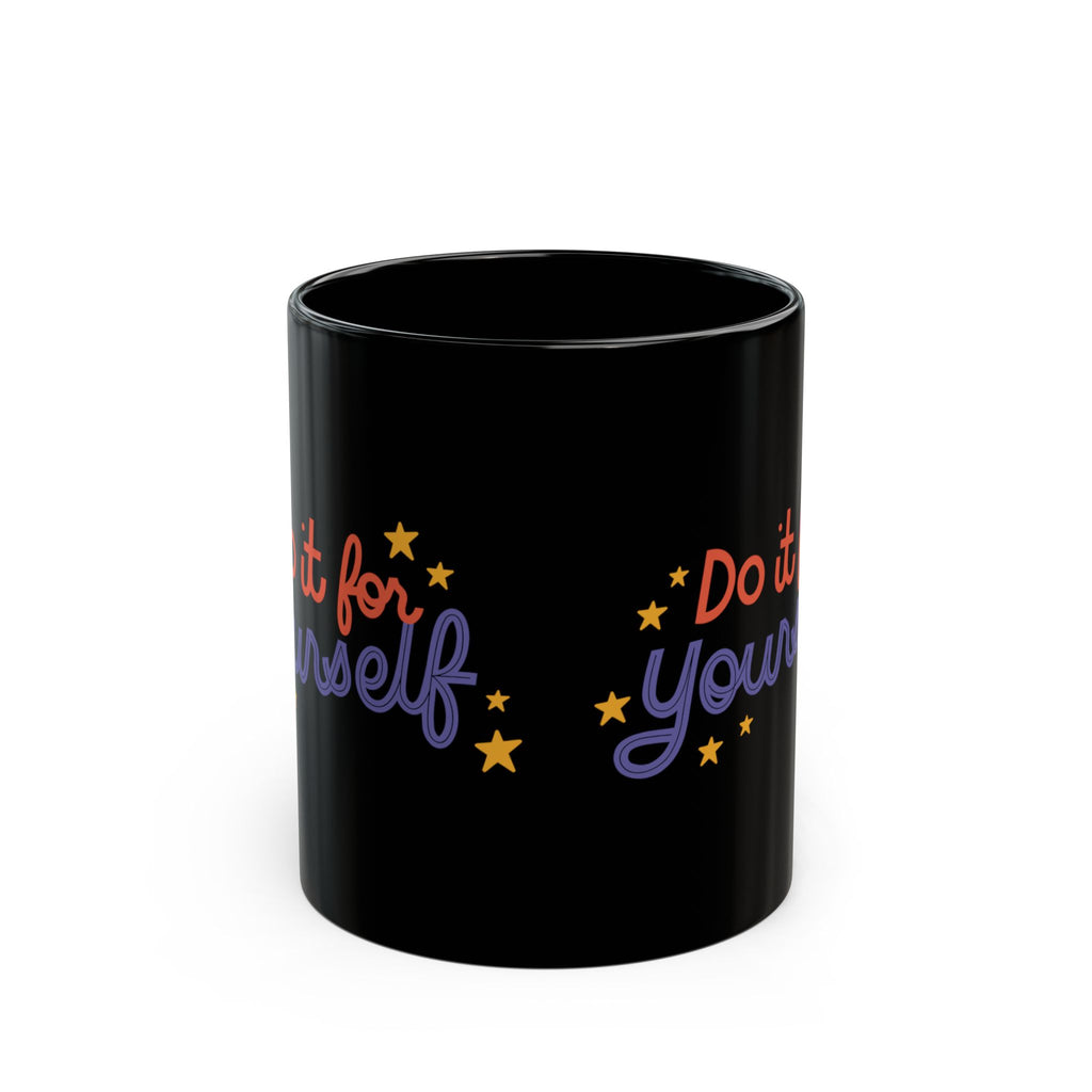 Motivational Black Ceramic Coffee Mug With Retro Script