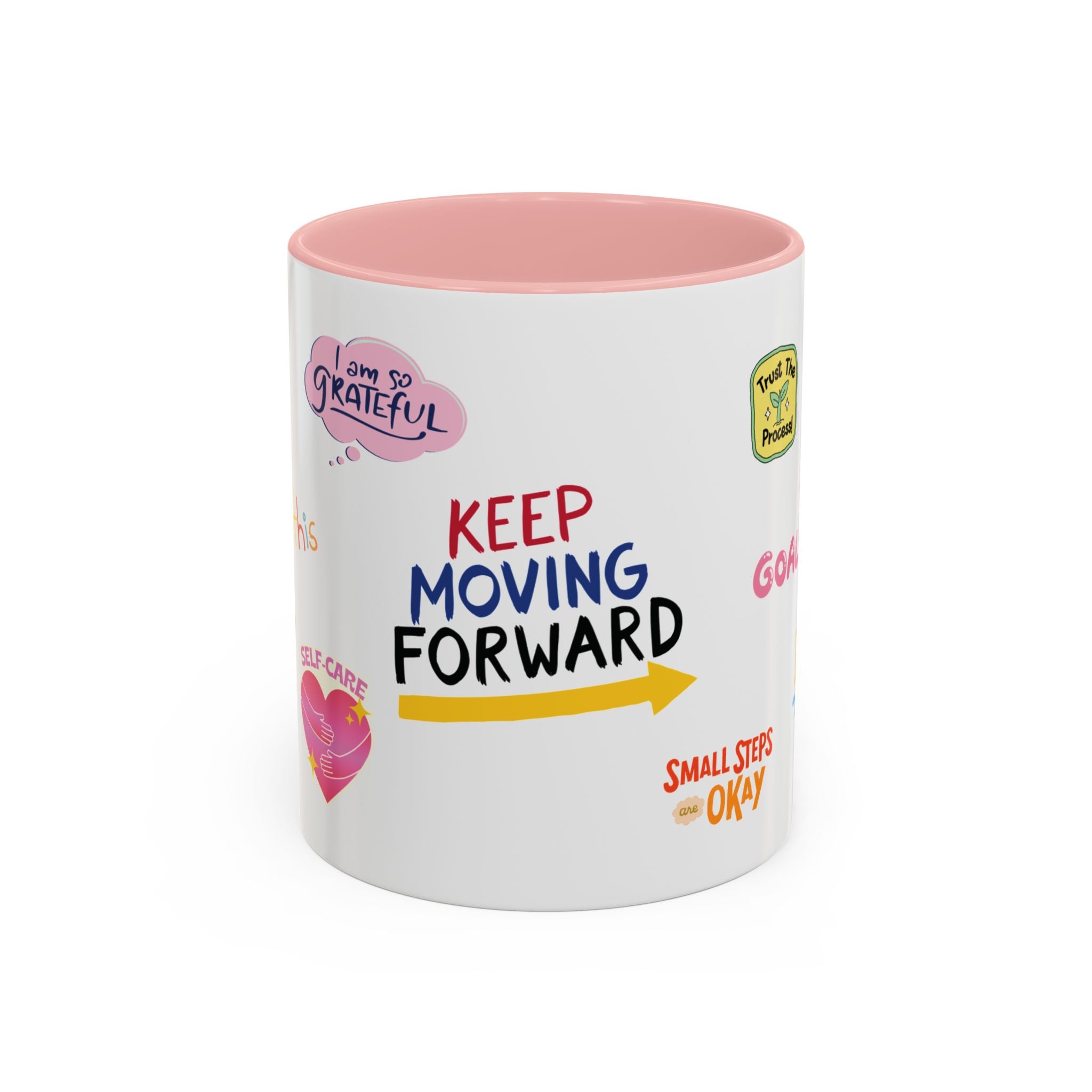 Motivational Sticker Collage Coffee Mug – Ceramic Accent