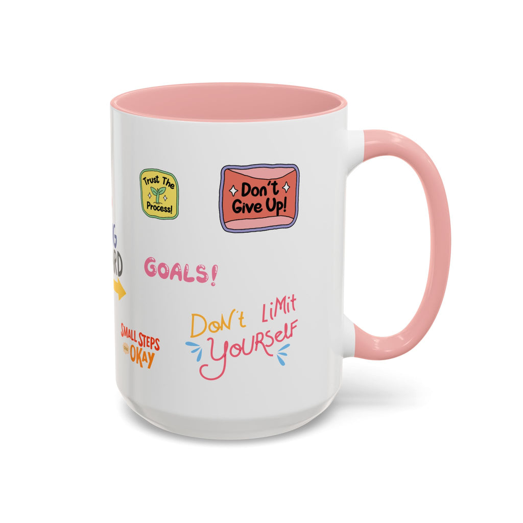 Motivational Sticker Collage Coffee Mug – Ceramic Accent