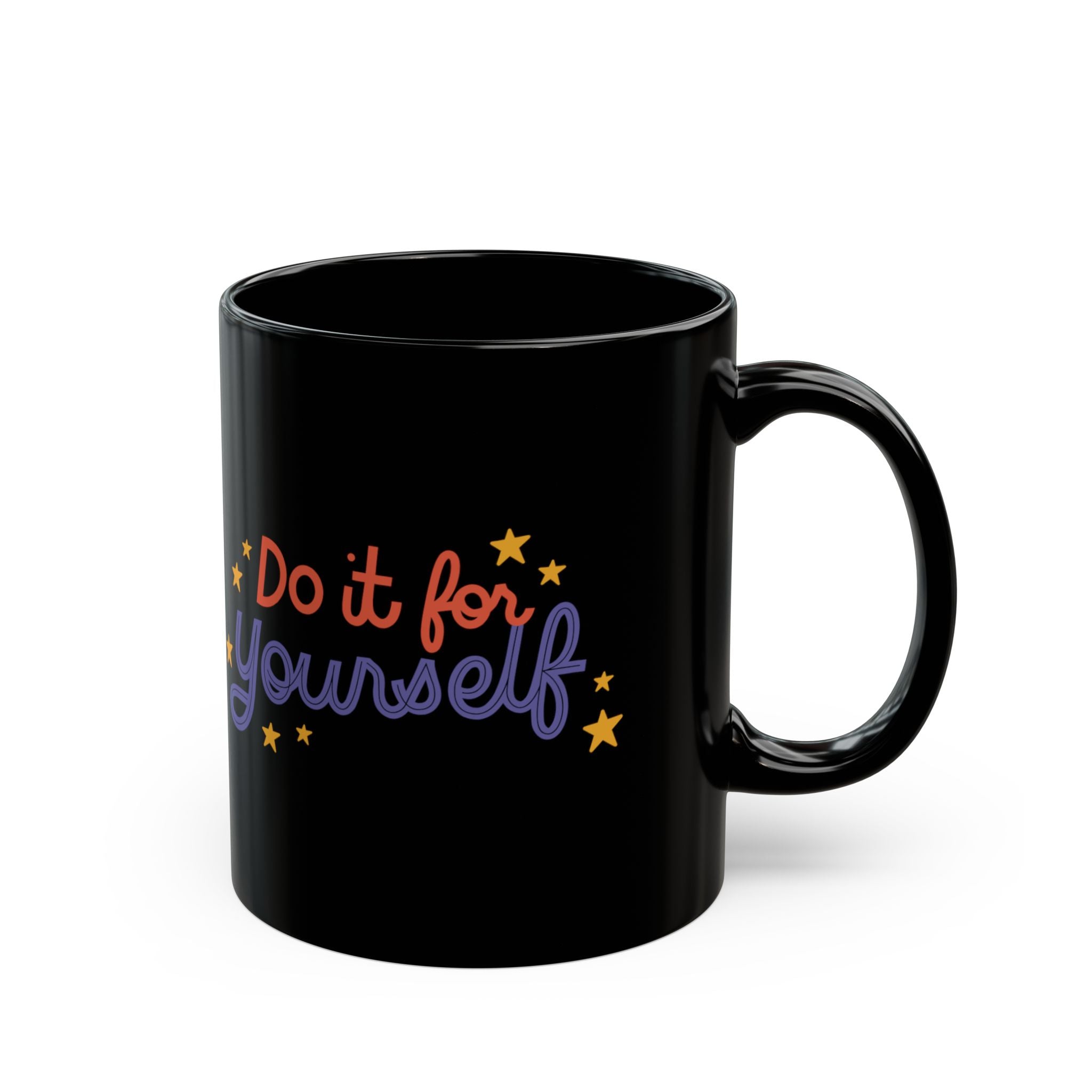 Motivational Black Ceramic Coffee Mug With Retro Script