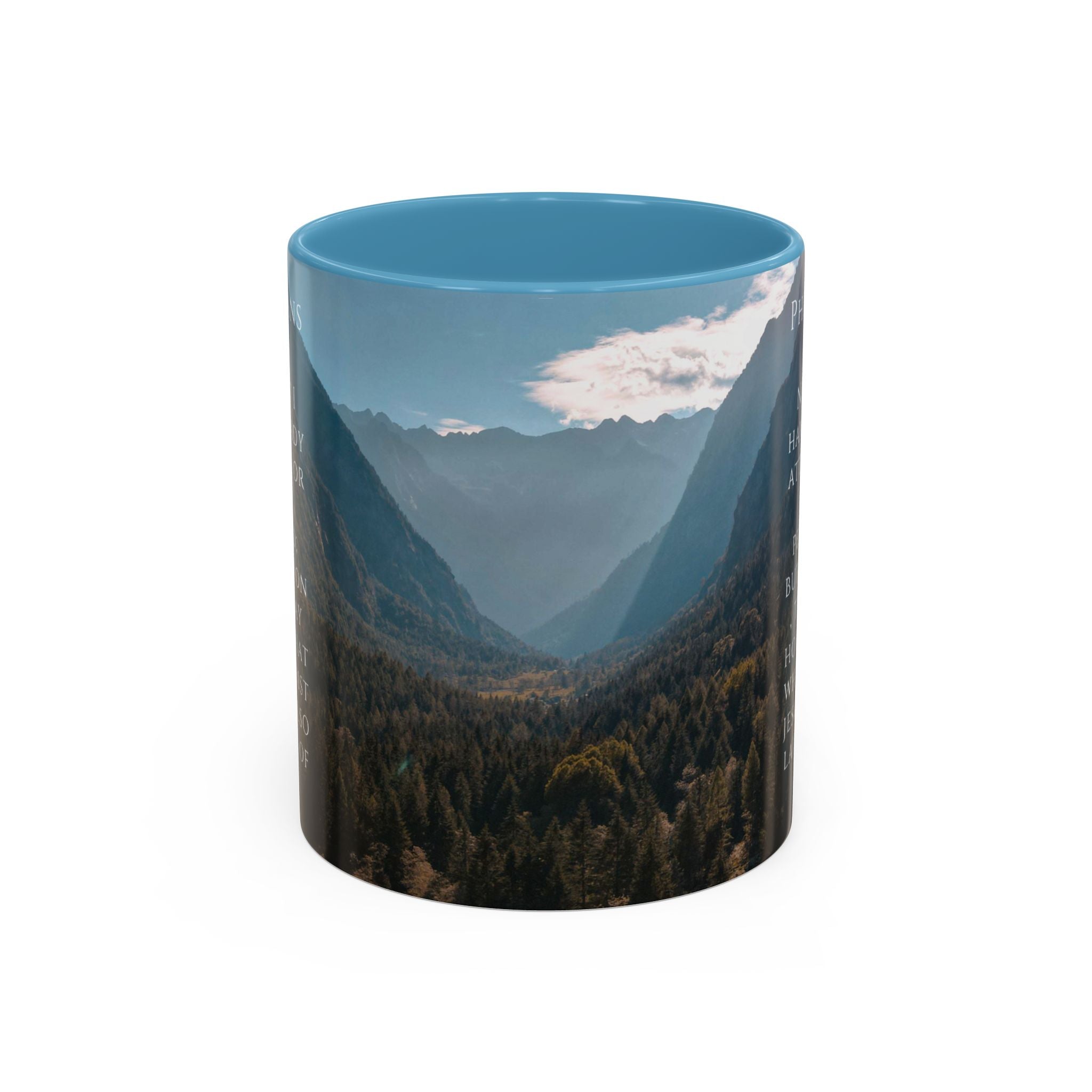 Philippians Bible Verse Mountain Mug – Ceramic Accent Cup