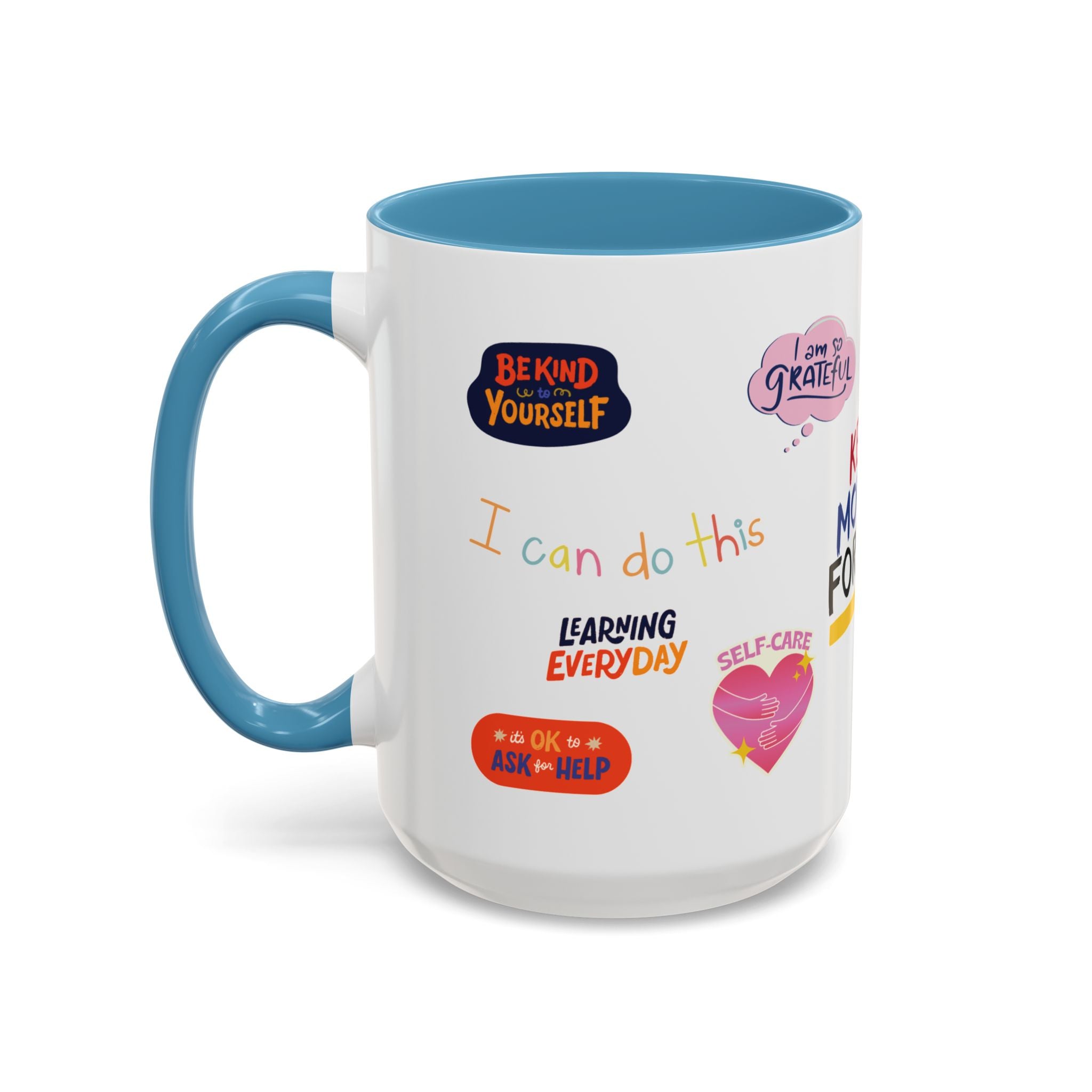 Motivational Sticker Collage Coffee Mug – Ceramic Accent