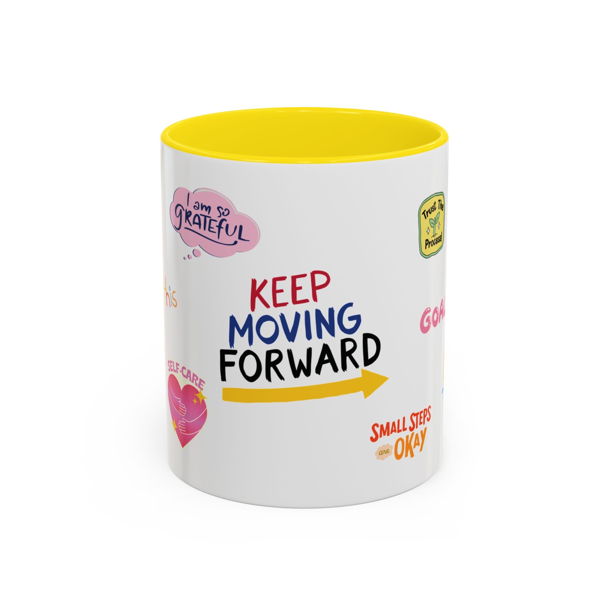 Motivational Sticker Collage Coffee Mug – Ceramic Accent