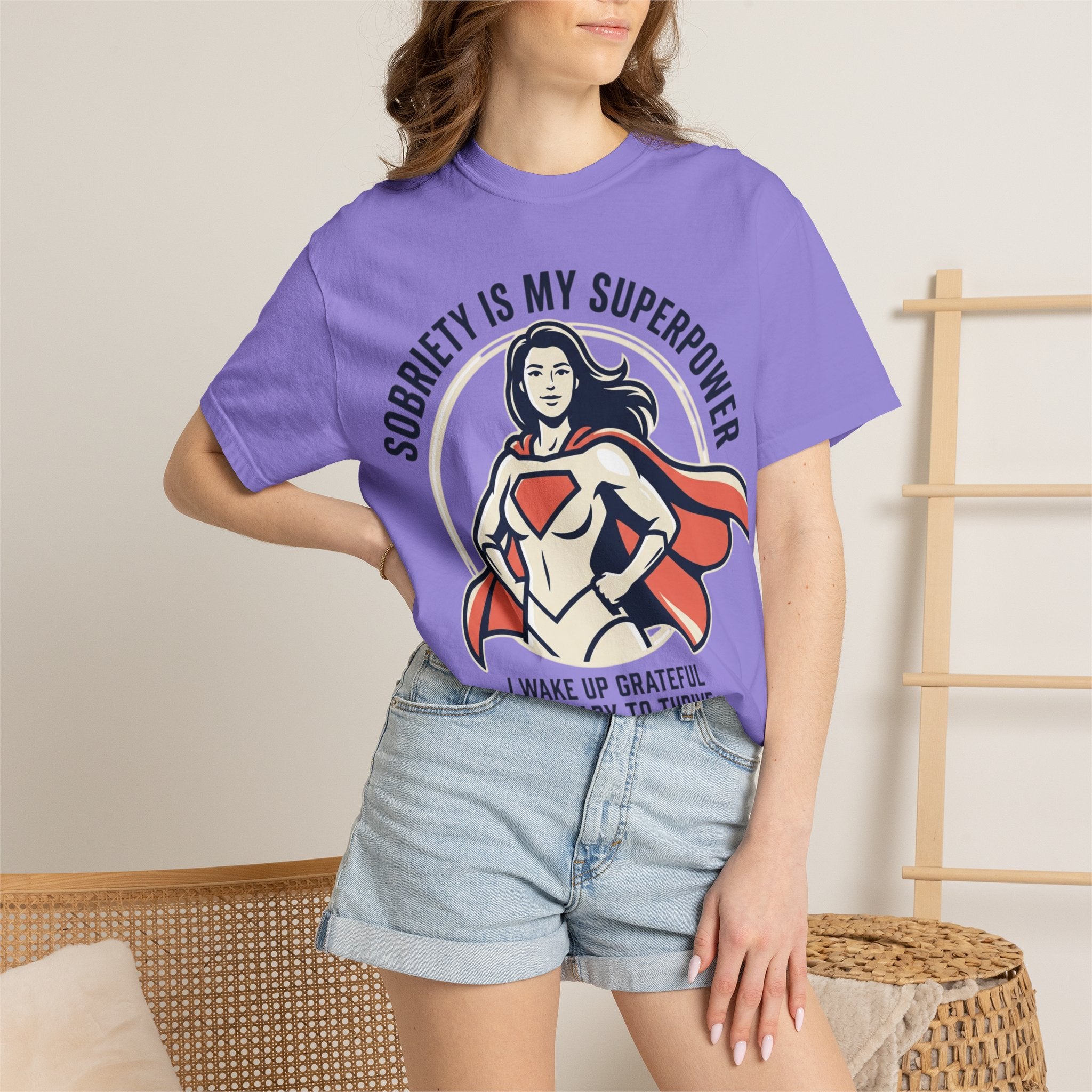 Sobriety Is My Superpower T-Shirt — Women's Recovery Hero Graphic Tee