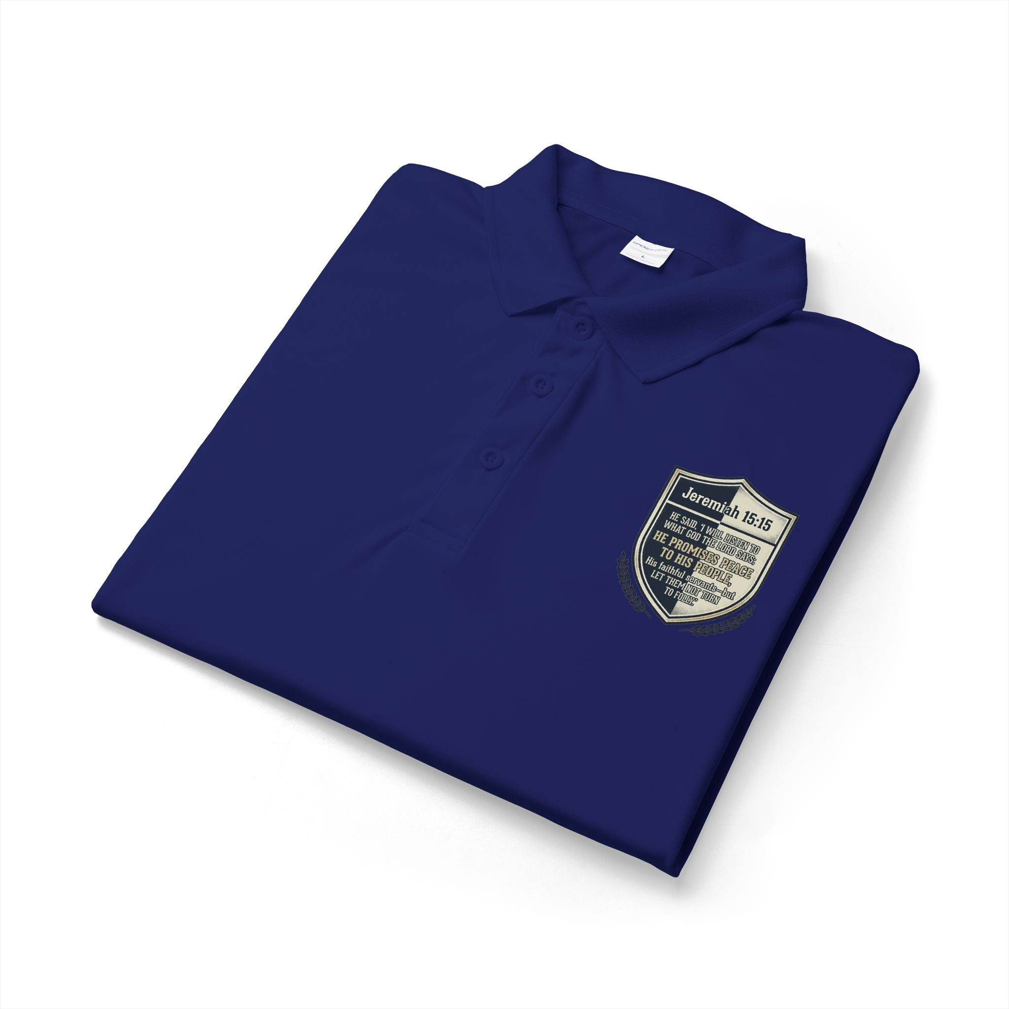 Embroidered Christian Polo Shirt – Vintage Shield Crest
