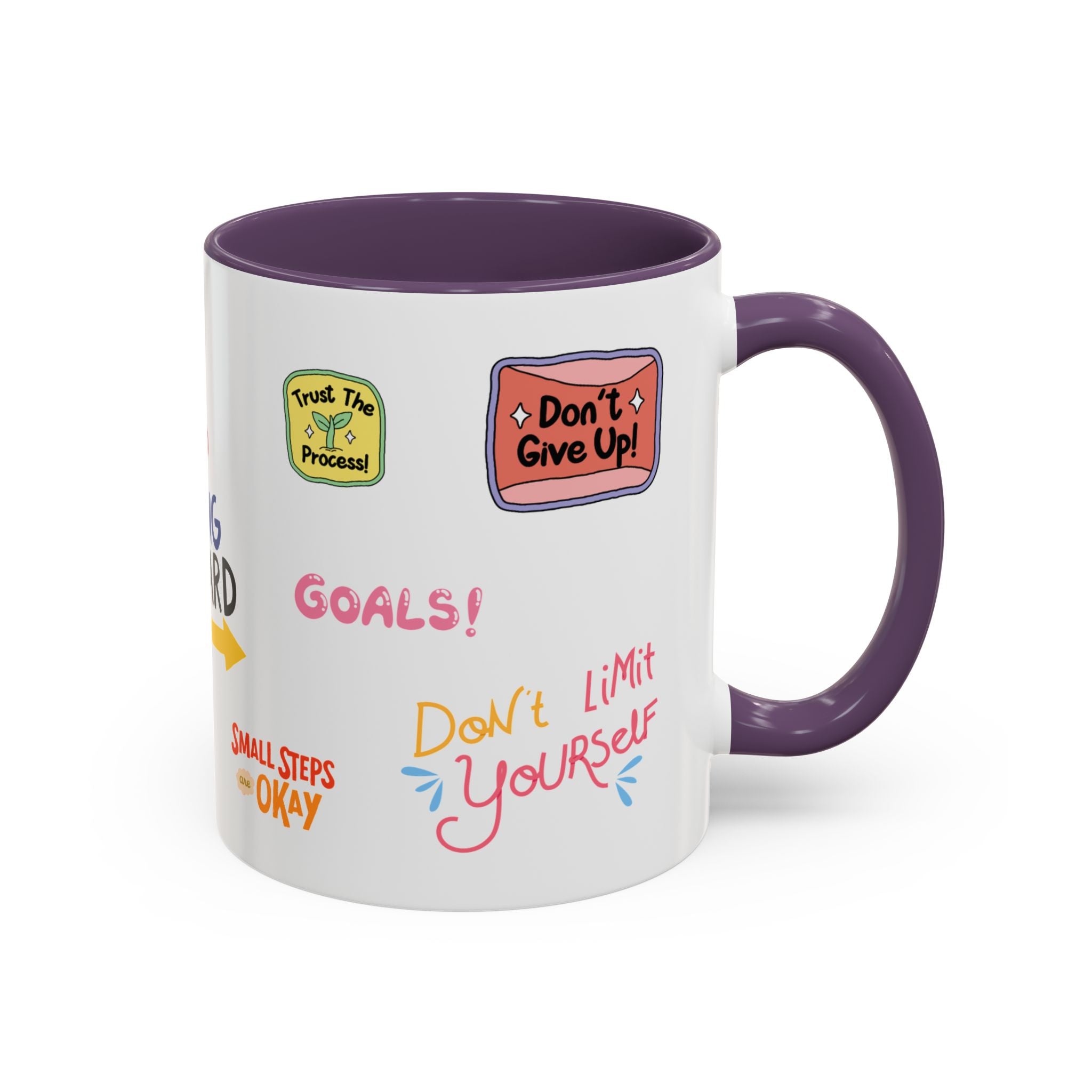 Motivational Sticker Collage Coffee Mug – Ceramic Accent